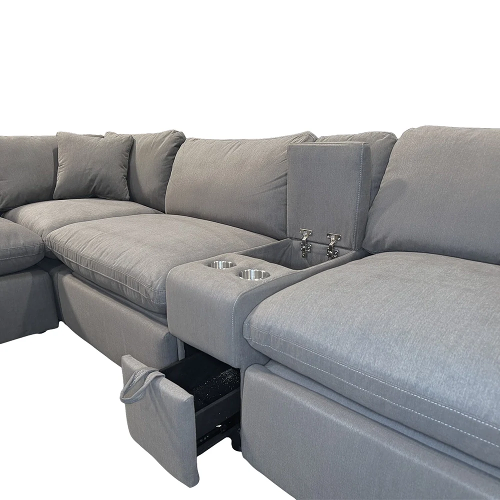 Jubilee Gray 6 Piece Power Reclining Sectional with Console and USB - Image 4