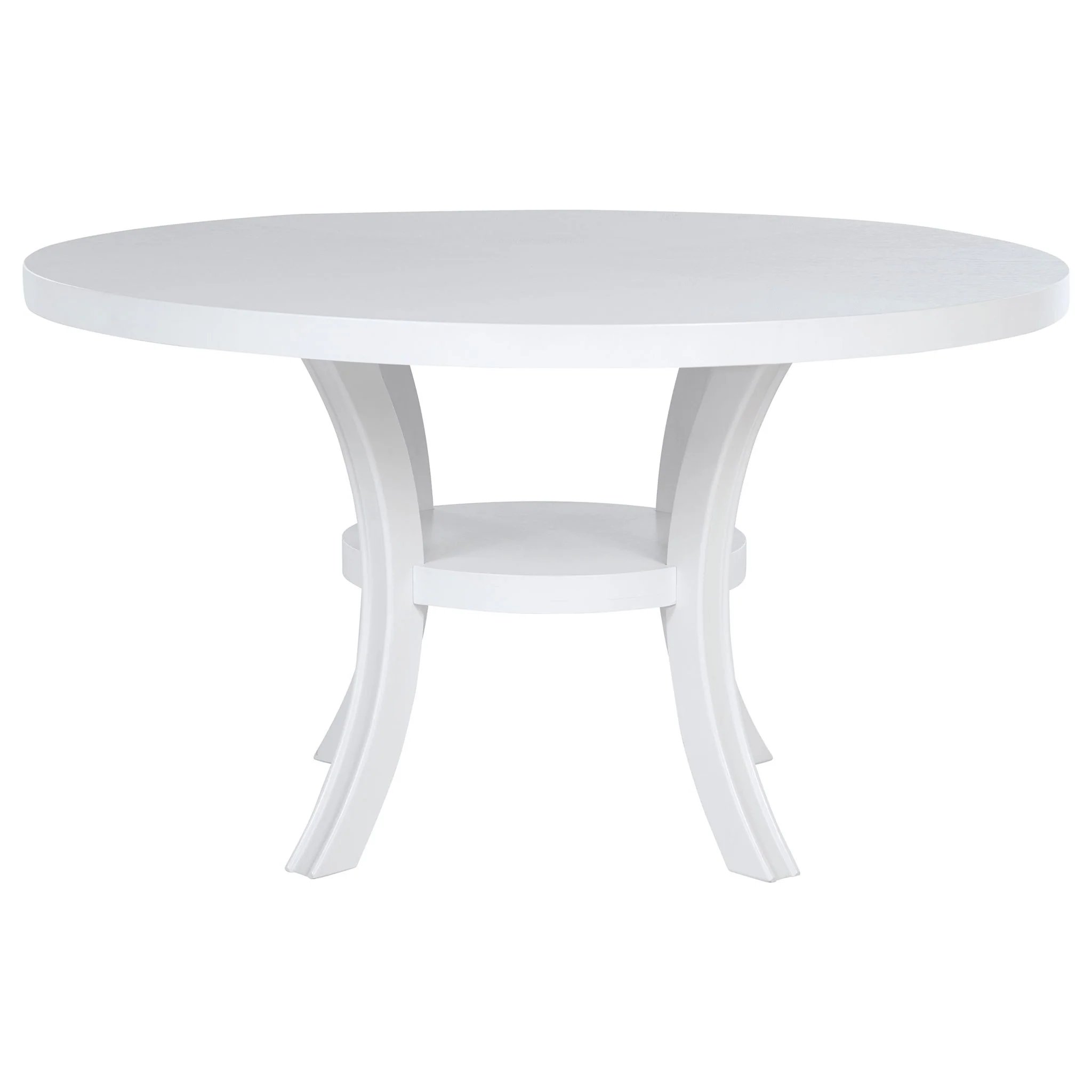 Judd 54-inch Round Dining Wood Table with Shelf Pearl White - Image 4