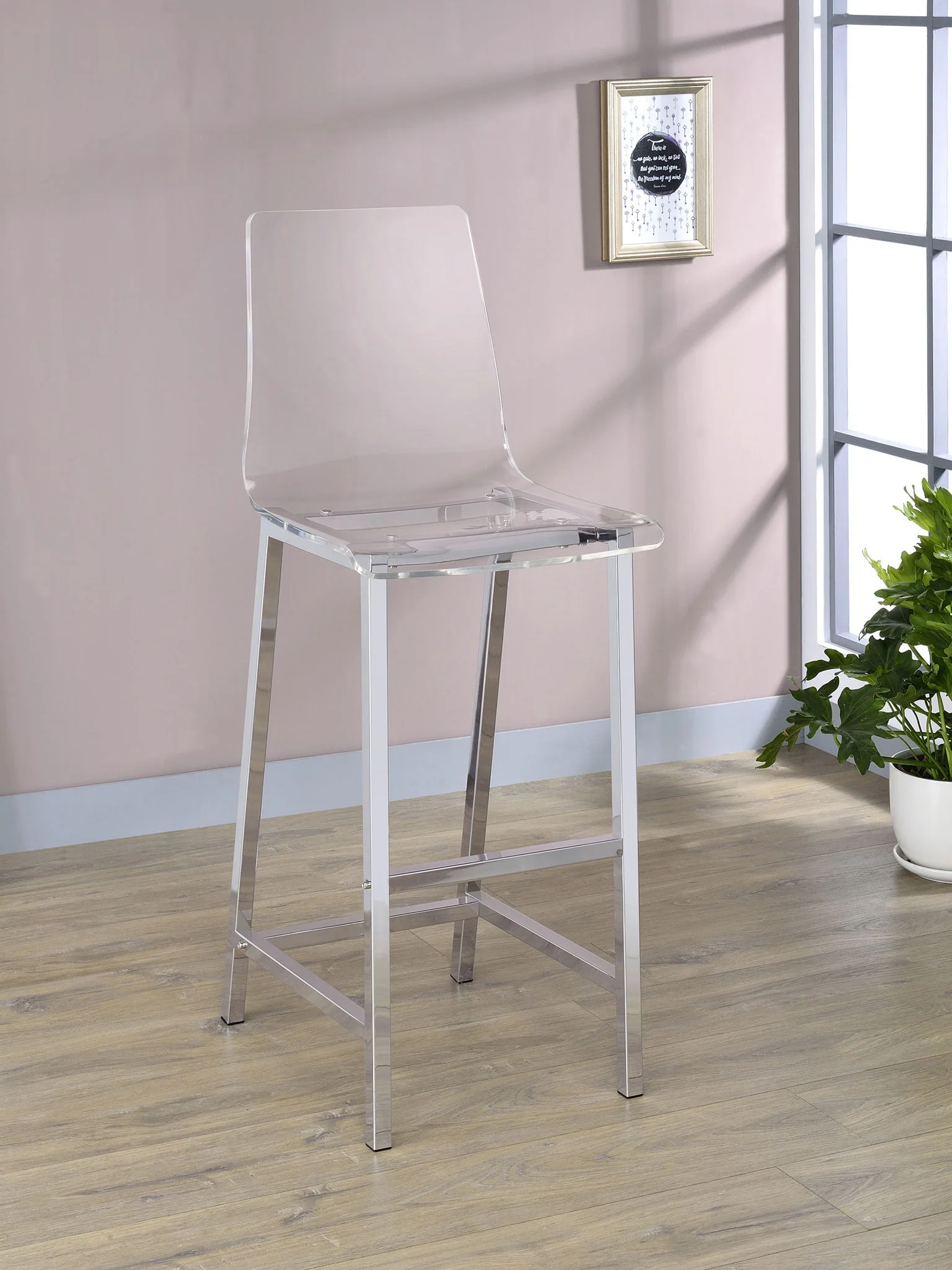 Juelia Clear Acrylic Bar Chair Chrome (Set of 2) - Image 4
