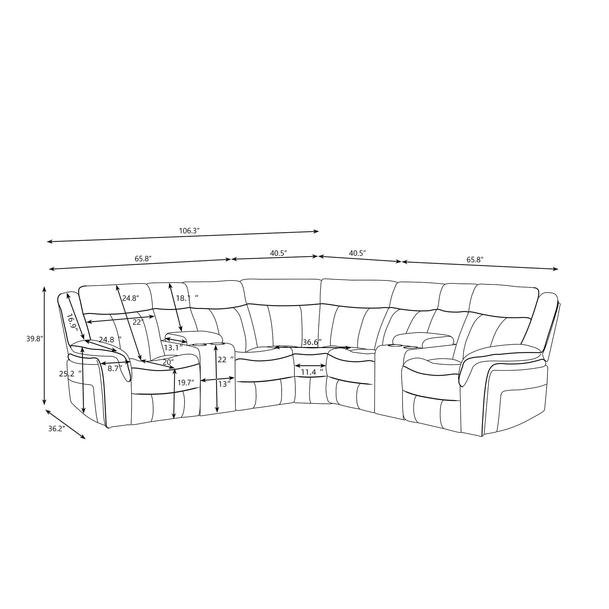 Jupiter - Leather Sectional - Black - Image 2
