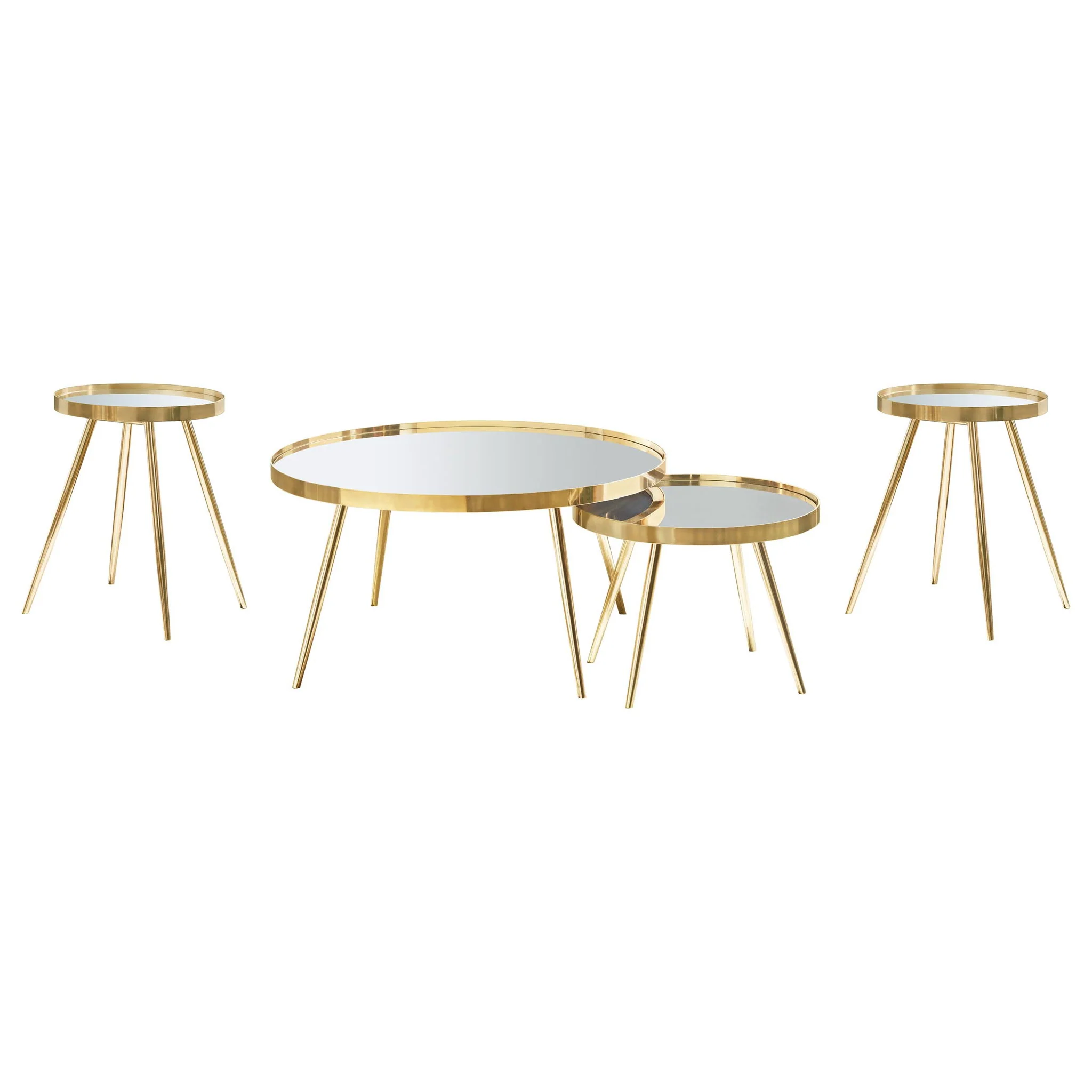 Kaelyn 4-piece Round Coffee and End Table Set Gold - Image 2