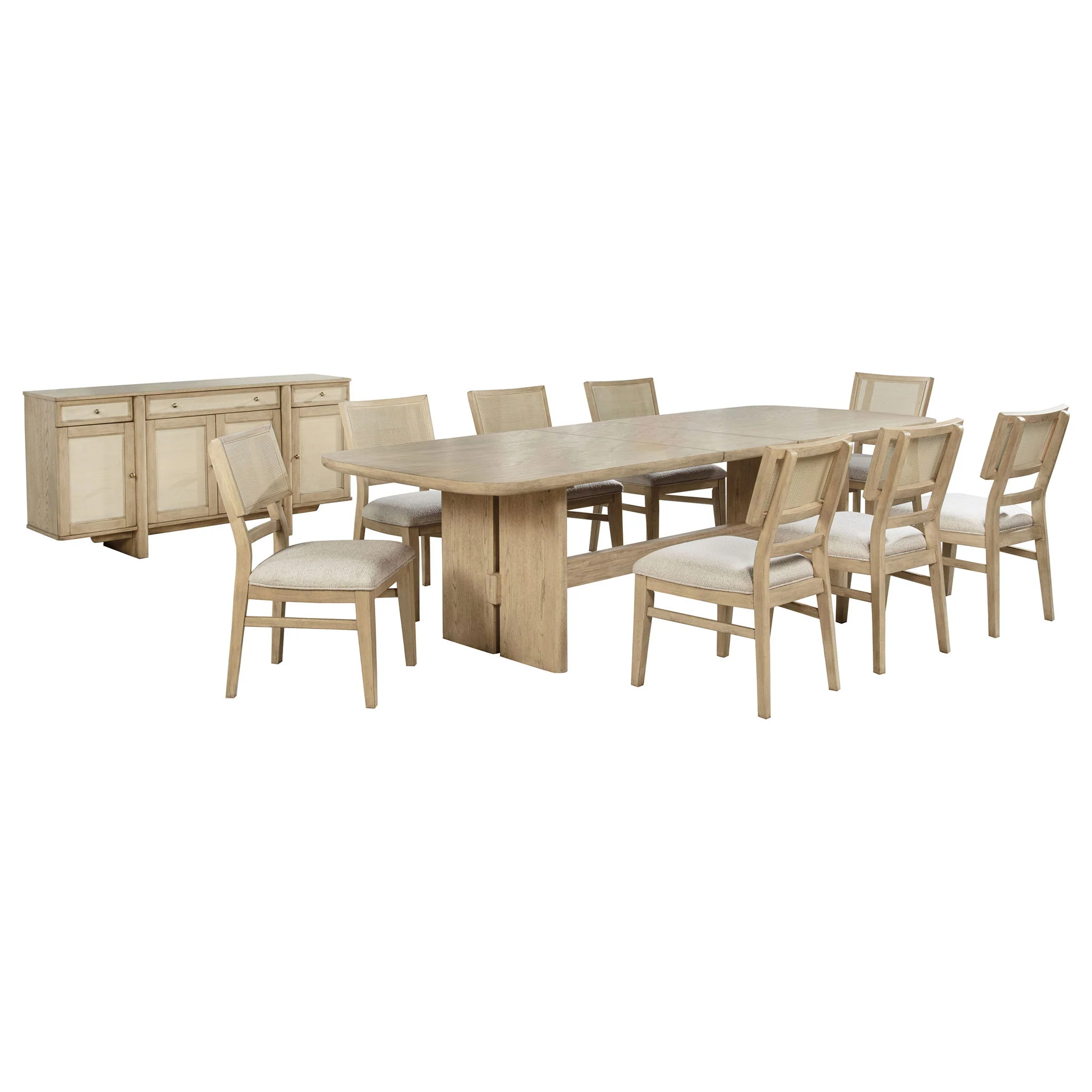 Kailani 10-piece Wood Dining Set with Sideboard Beige Oak - Image 3