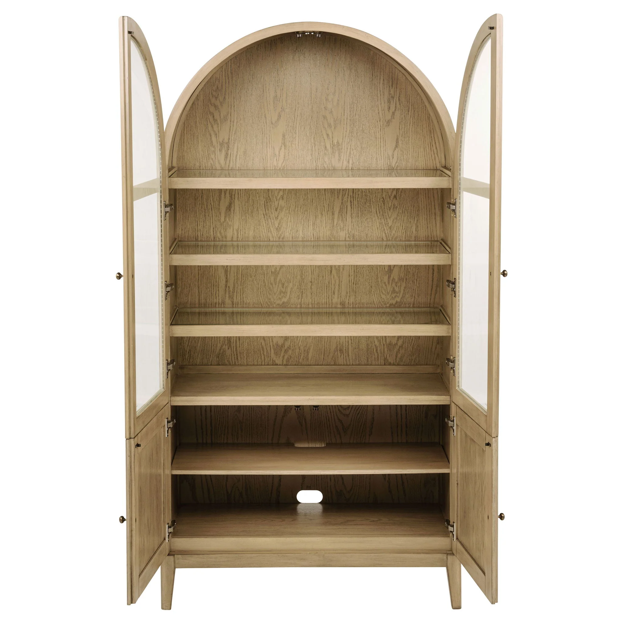Kailani 4-Door Cane Dining Vitrine Display Cabinet Beige Oak - Image 4