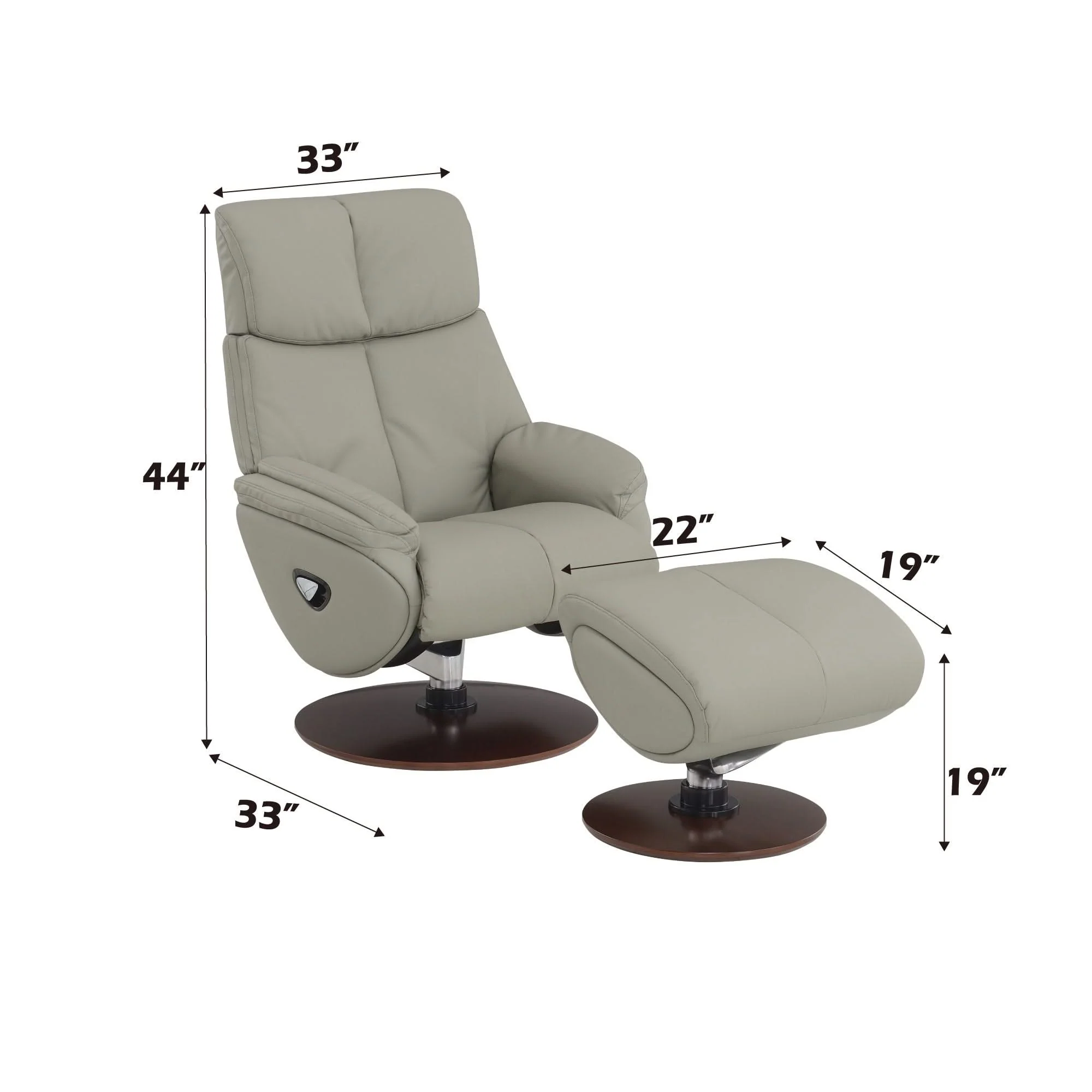 Kandoro - Top Grain Leather Accent Chair With Swivel & Ottoman - Gray - Image 3
