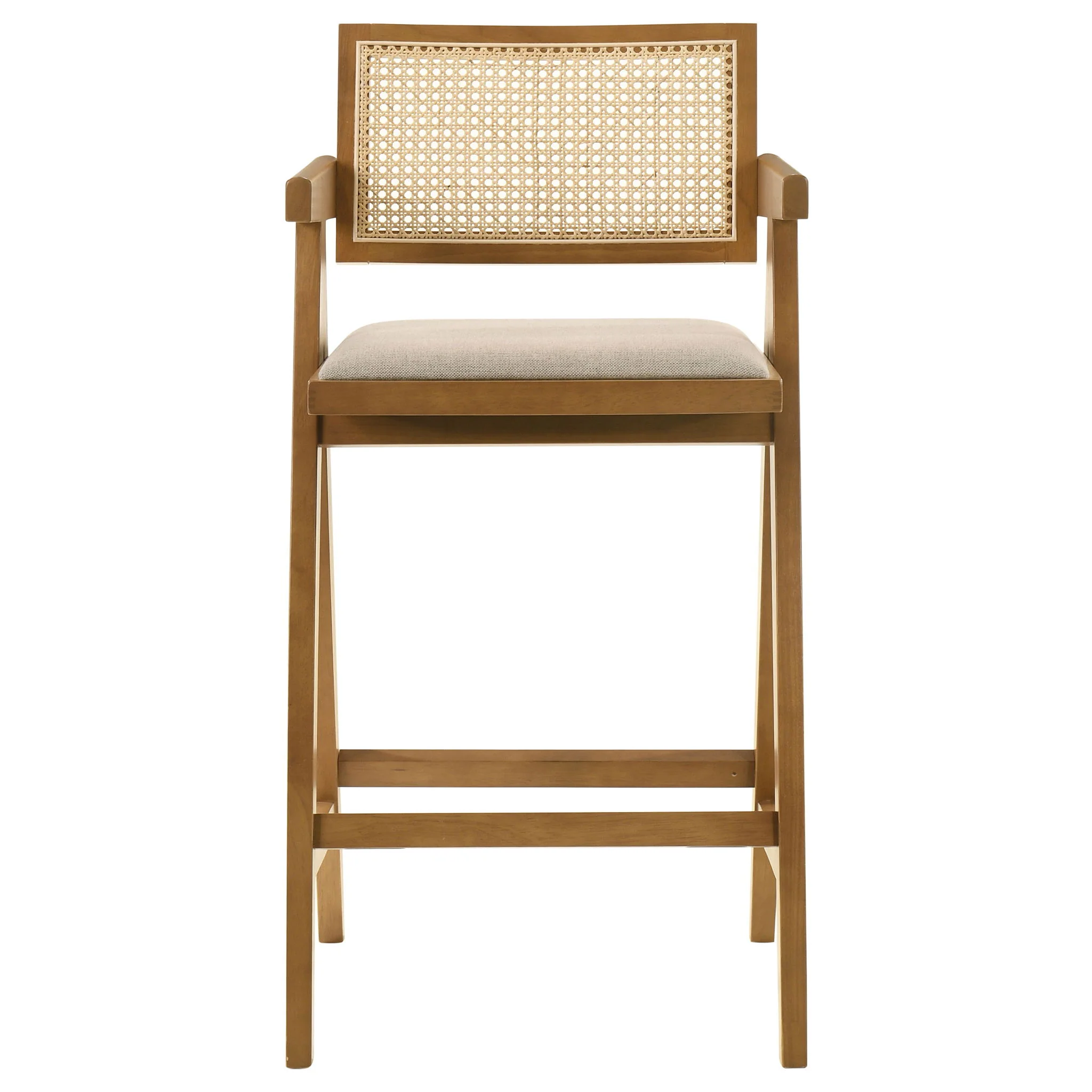 Kane Woven Rattan Wood Bar Chair Light Walnut (Set of 2) - Image 3