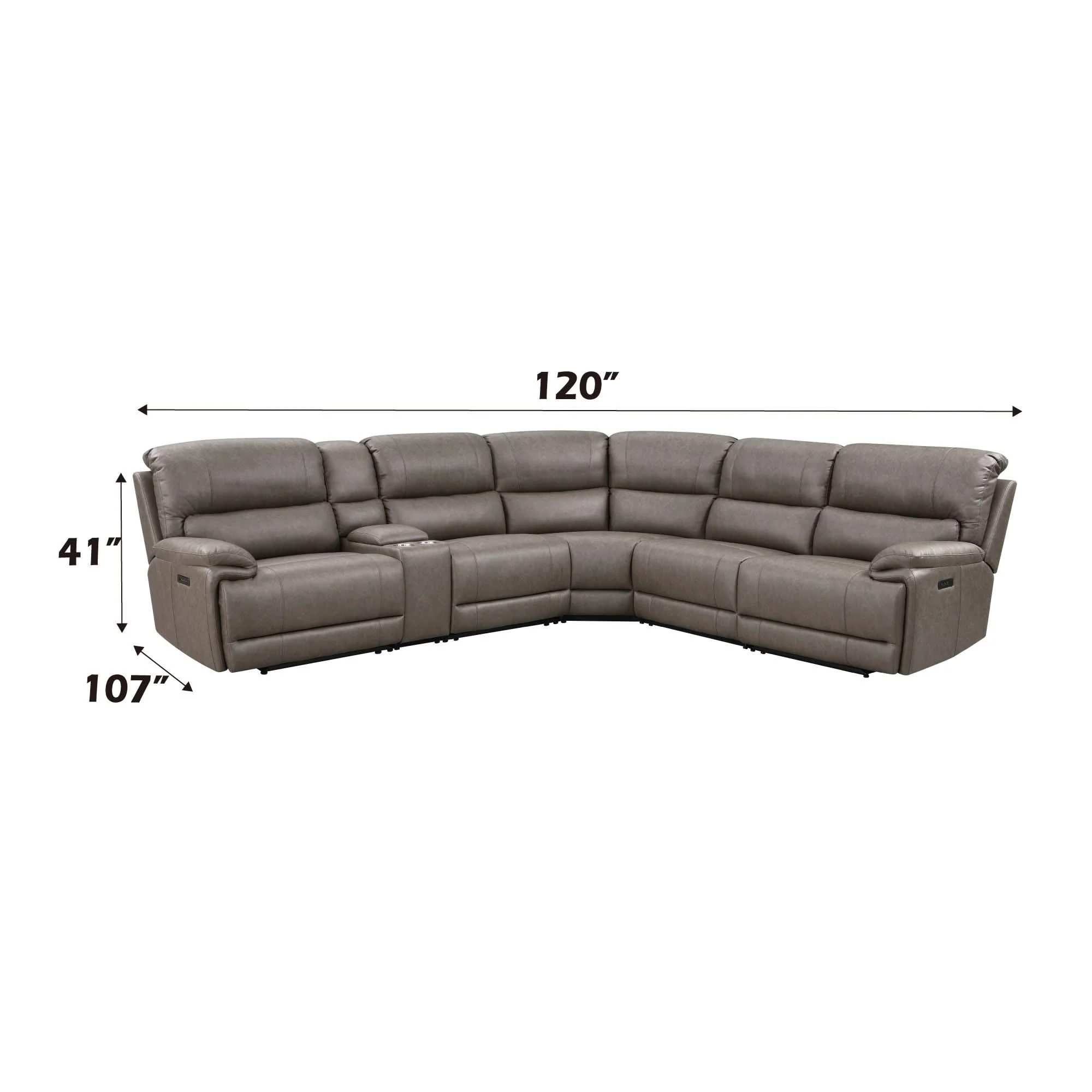 Kantu - Synthetic Leather Motion Sectional Sofa - Brown - Image 4