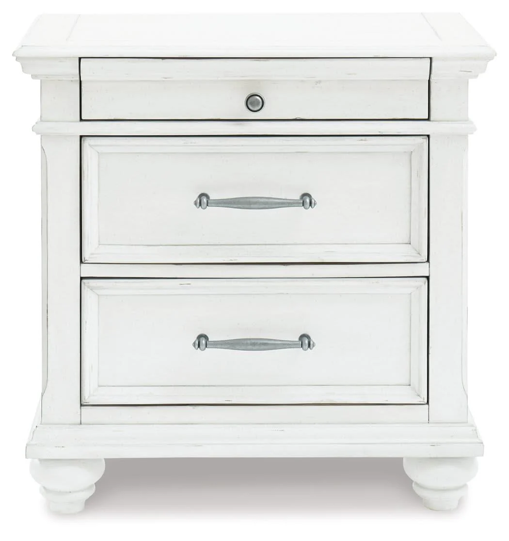 Kanwyn - Three Drawer Night Stand - Whitewash - Image 3