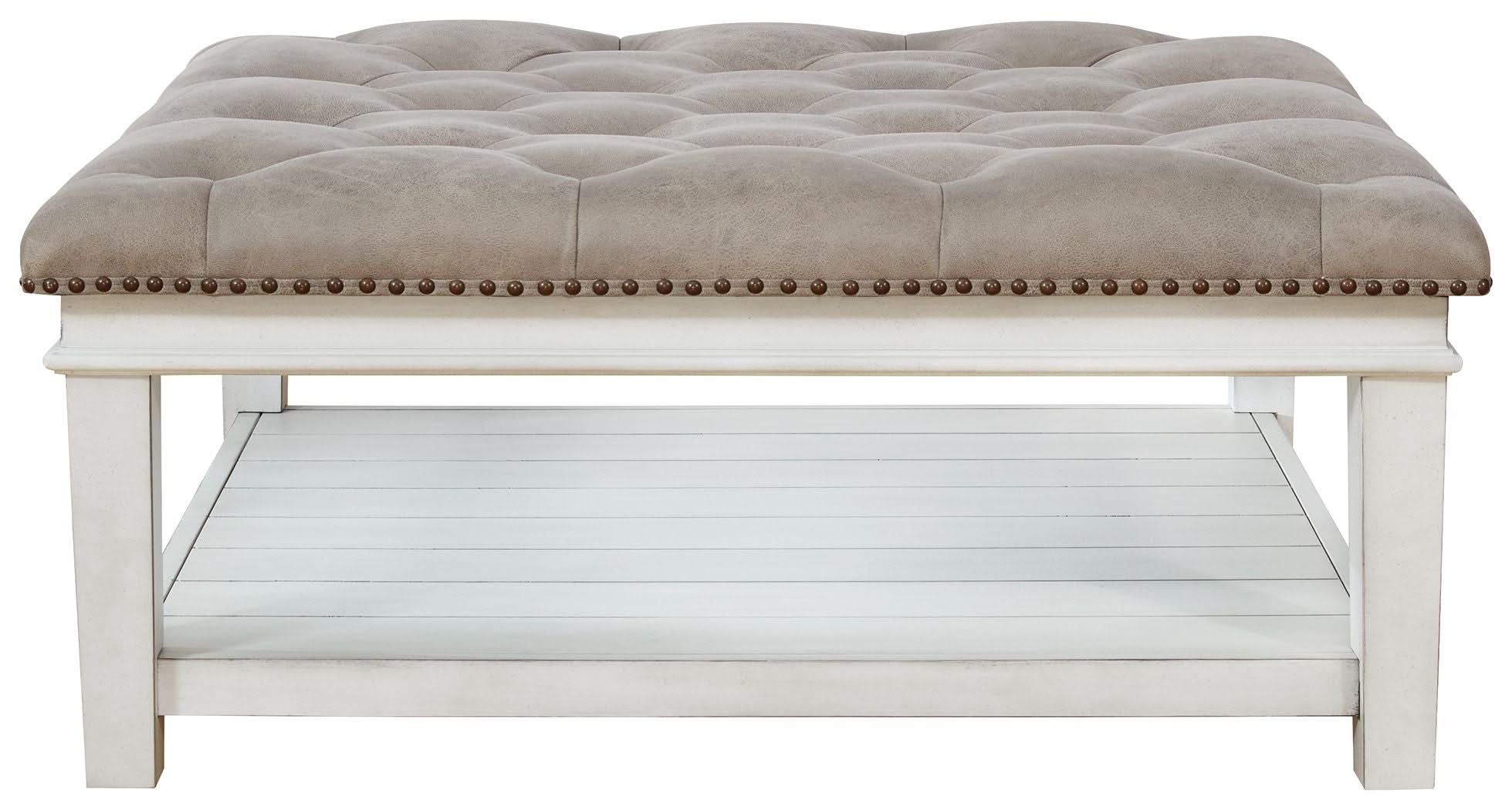 Kanwyn - Uph Ottoman Cocktail Table - Whitewash - Image 4