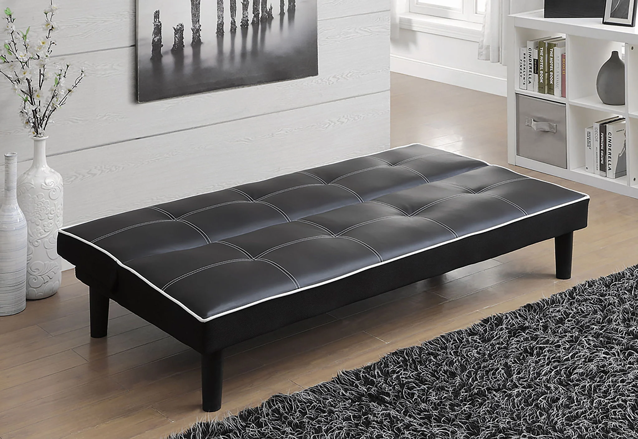 Katrina Upholstered Tufted Convertible Sofa Bed Black - Image 3