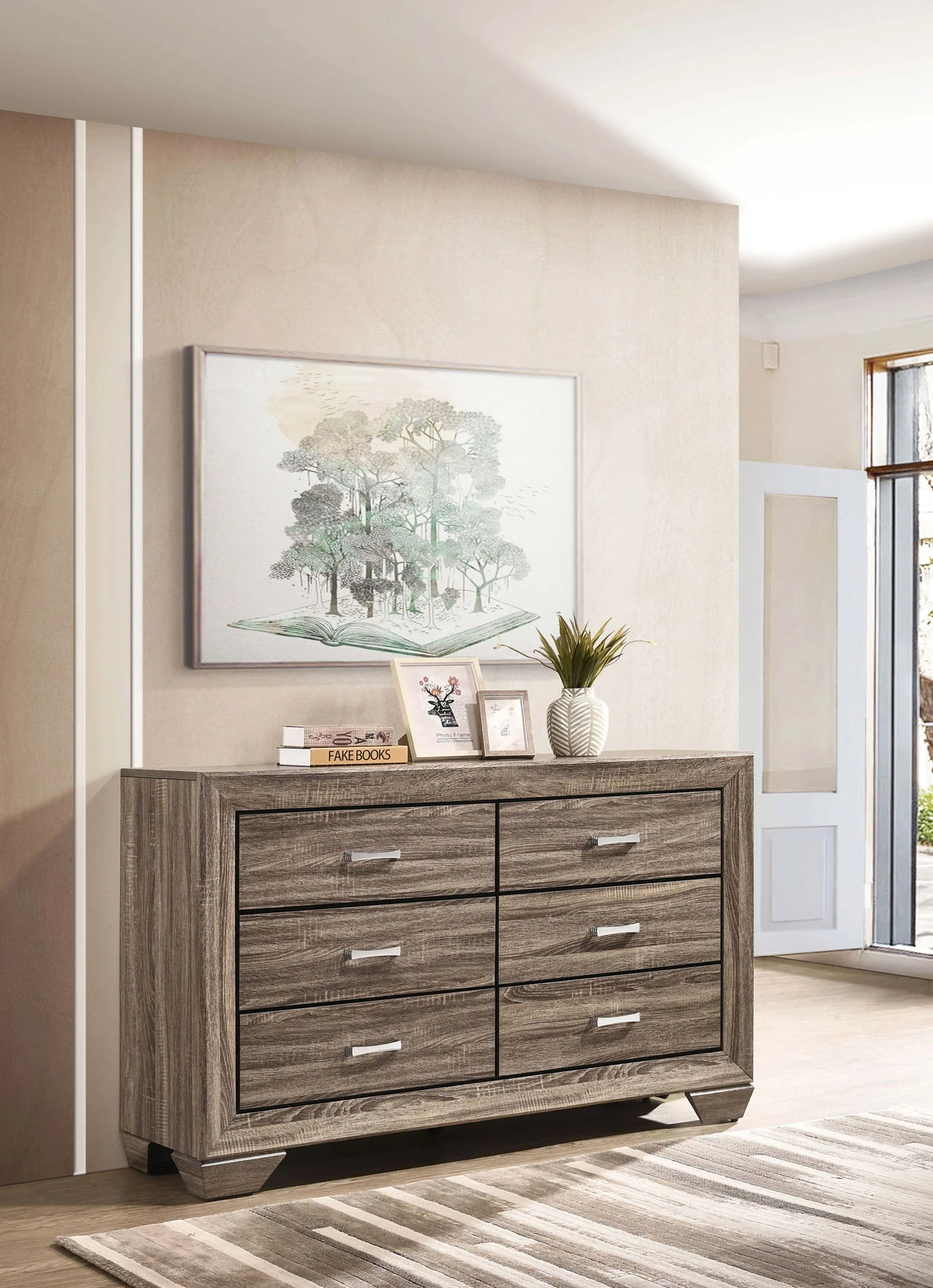 Kauffman 6-drawer Dresser Washed Taupe - Image 4