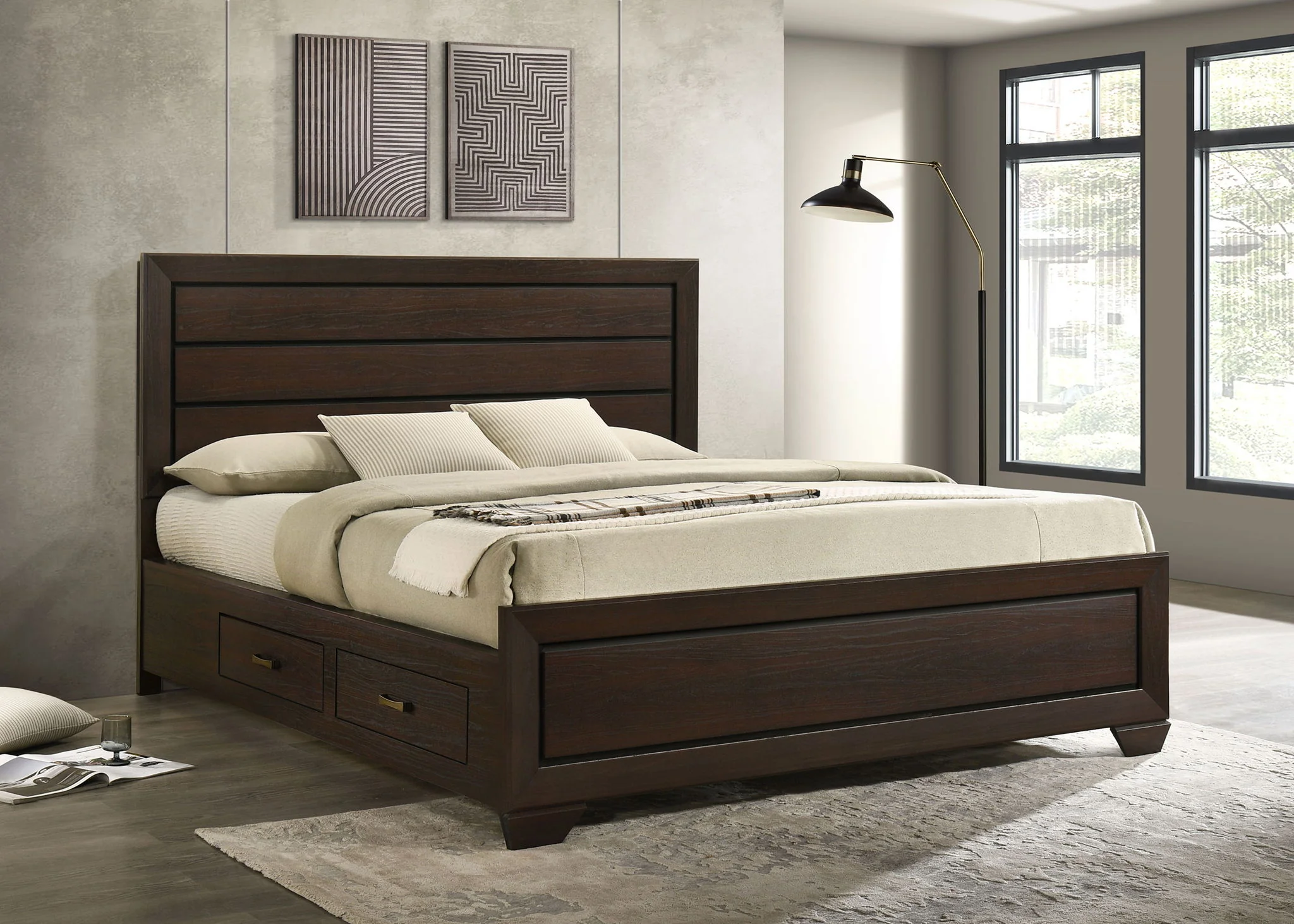 Kauffman Wood California King Storage Panel Bed Dark Cocoa - Image 4