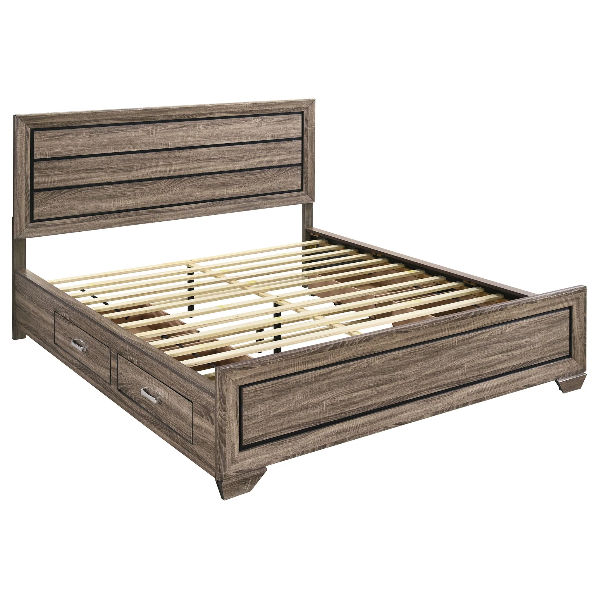 Kauffman Wood California King Storage Panel Bed Washed Taupe - Image 2
