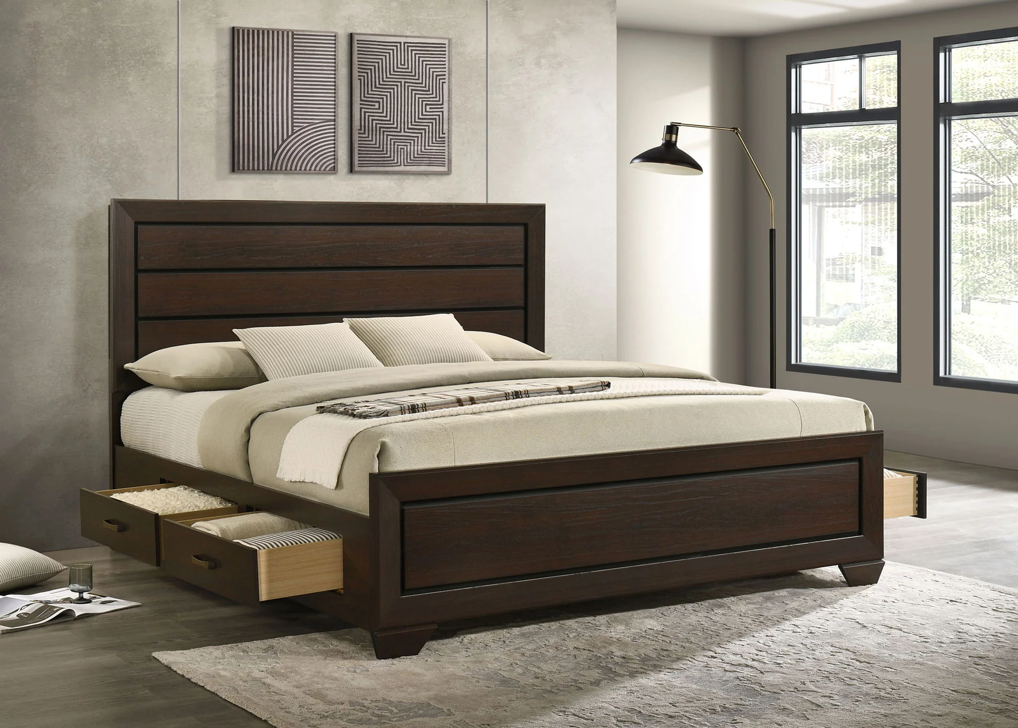 Kauffman Wood Eastern King Storage Panel Bed Dark Cocoa - Image 2