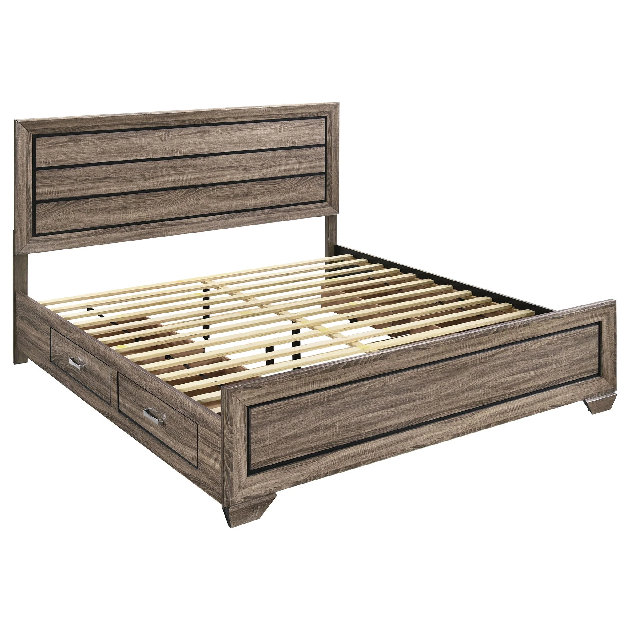 Kauffman Wood Eastern King Storage Panel Bed Washed Taupe - Image 2