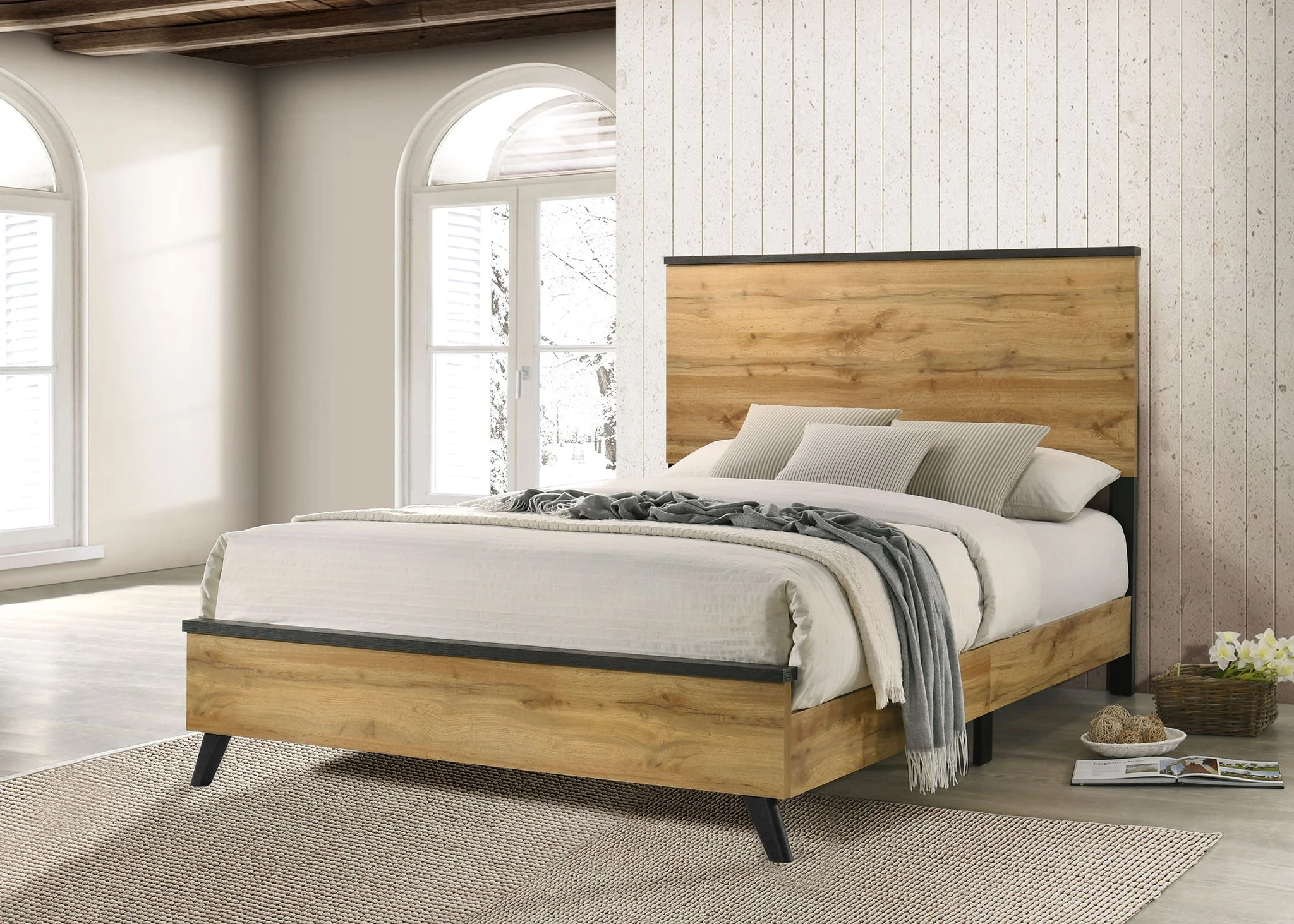 Kaywood 52-inch Eastern King Panel Bed Natural Pine - Image 2