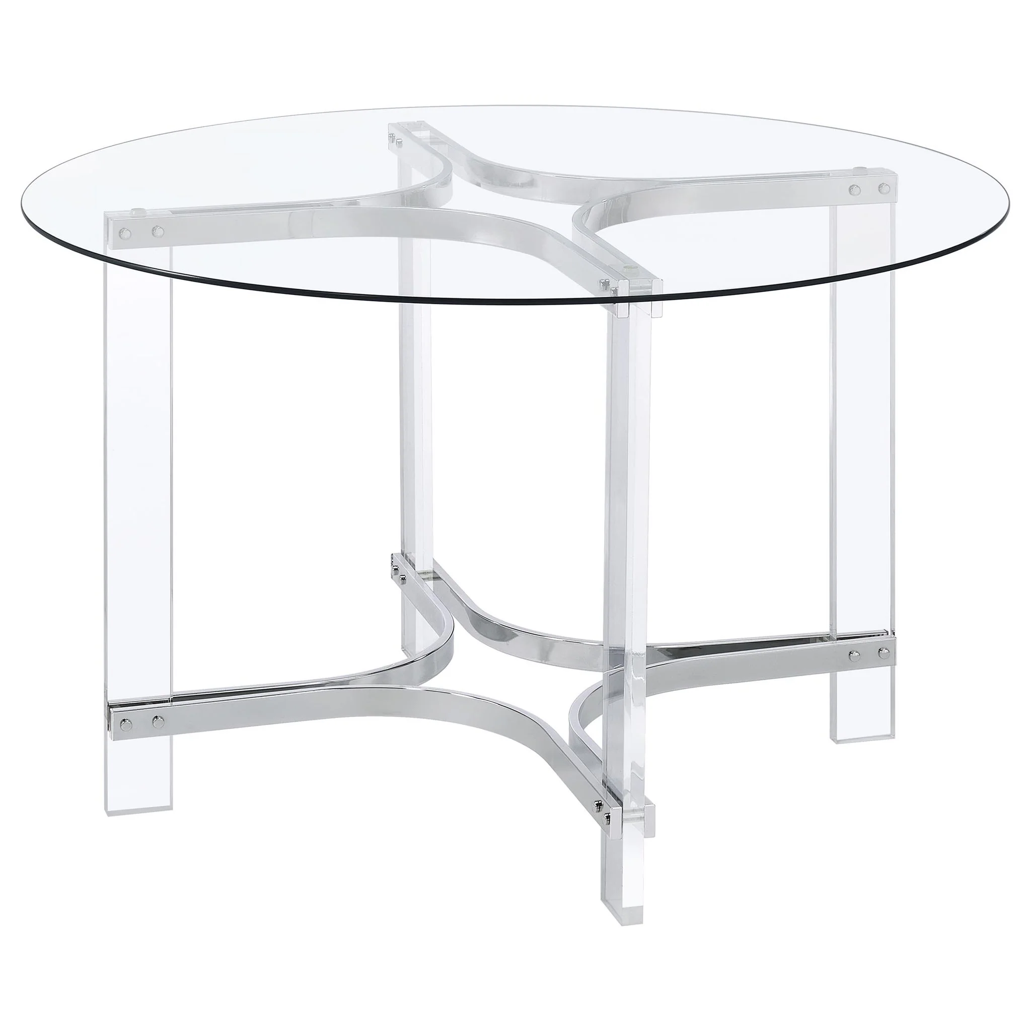 Keeling 5-piece Round Glass Top Acrylic Dining Set Chrome - Image 3