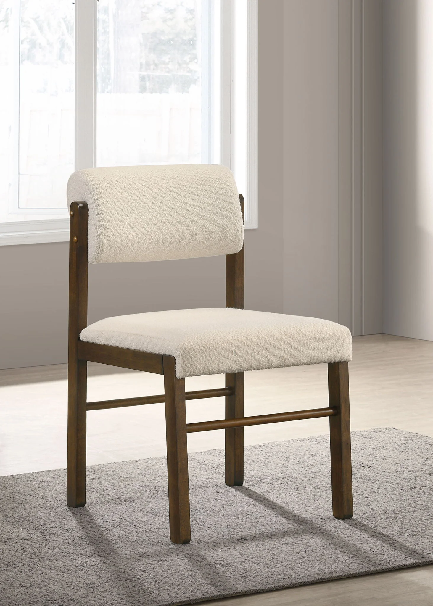 Kehoe Upholstered Dining Side Chair Cream and Walnut (Set of 2) - Image 3