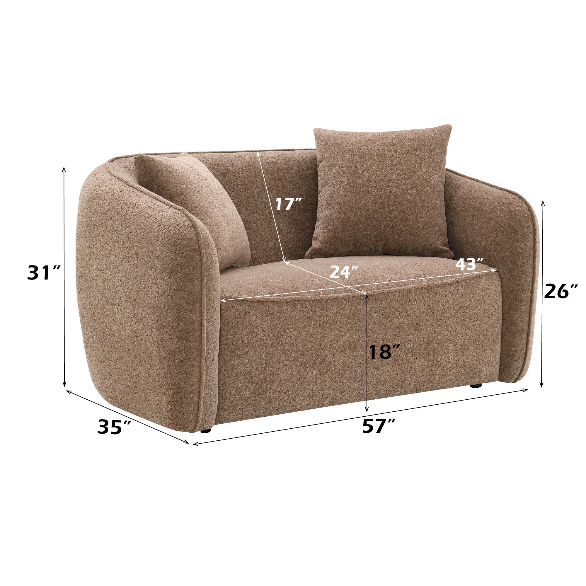 Keith - Loveseat With 2 Matching Color Toss Pillows - Image 6
