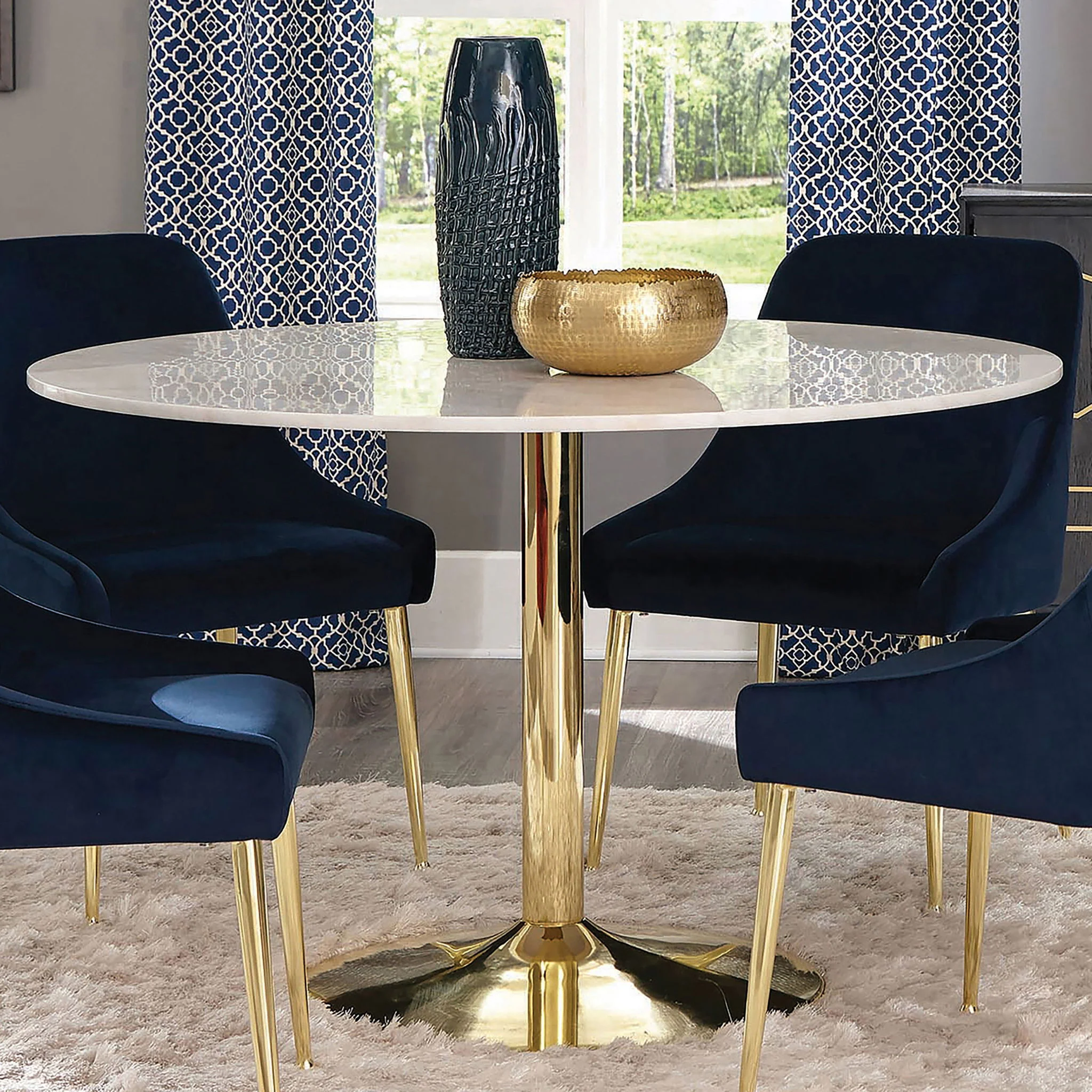 Kella Round 50-inch Marble Top Dining Table White Marble - Image 3