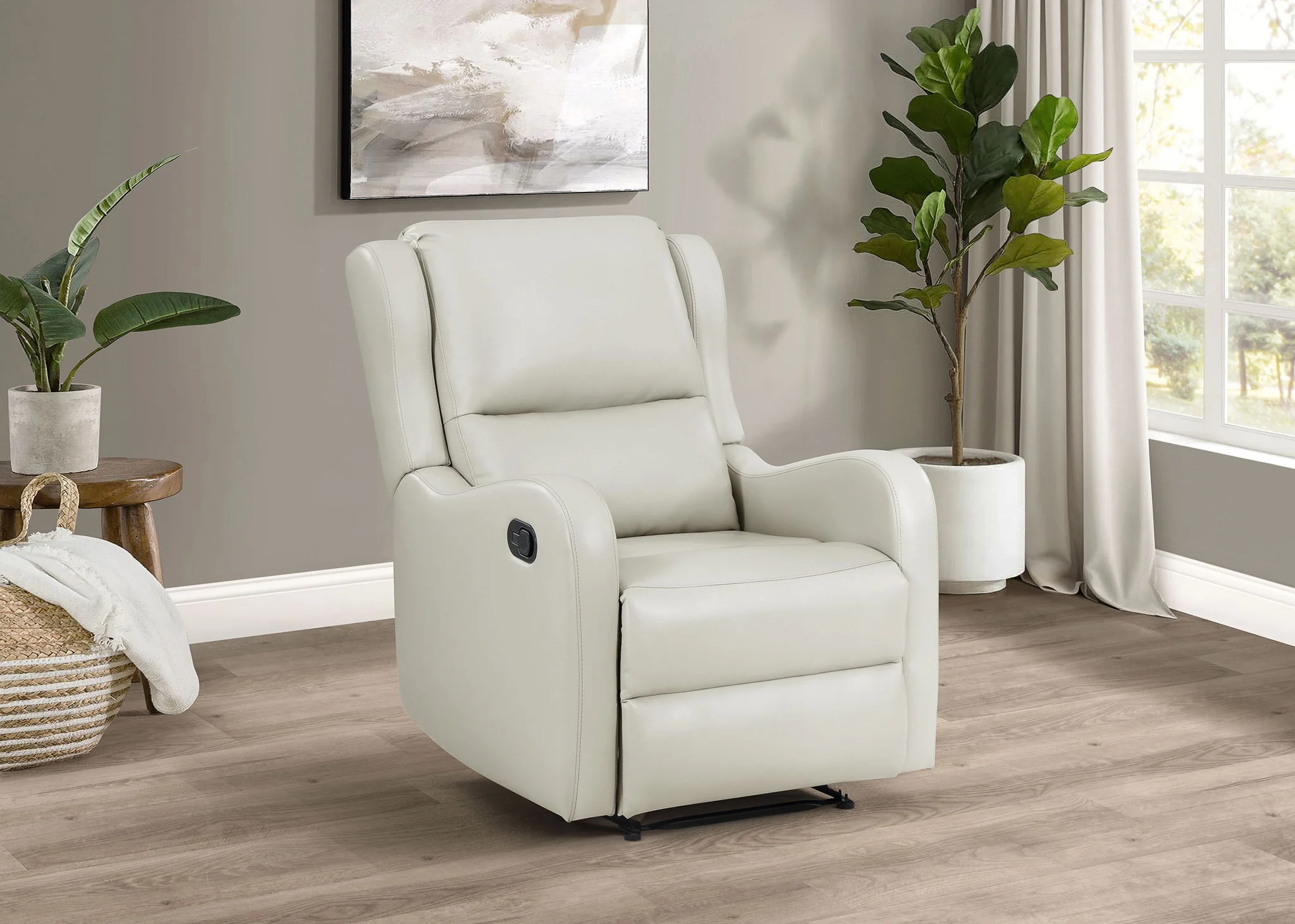 Kelsey Upholstered English Arm Recliner Chair Ivory - Image 2