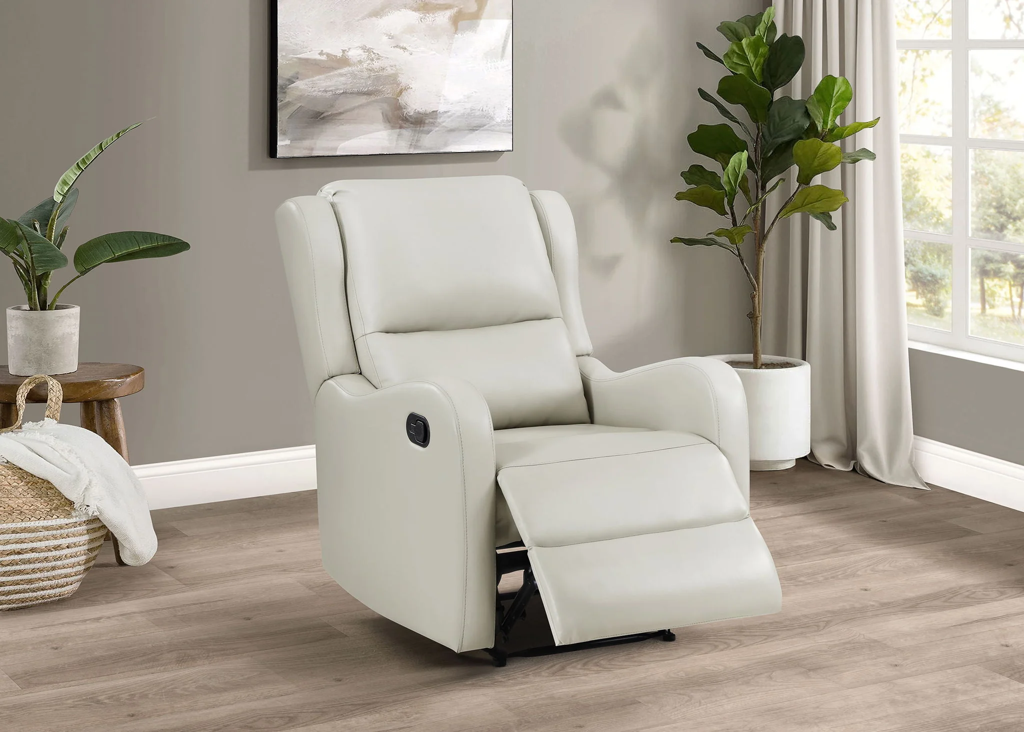 Kelsey Upholstered English Arm Recliner Chair Ivory - Image 4