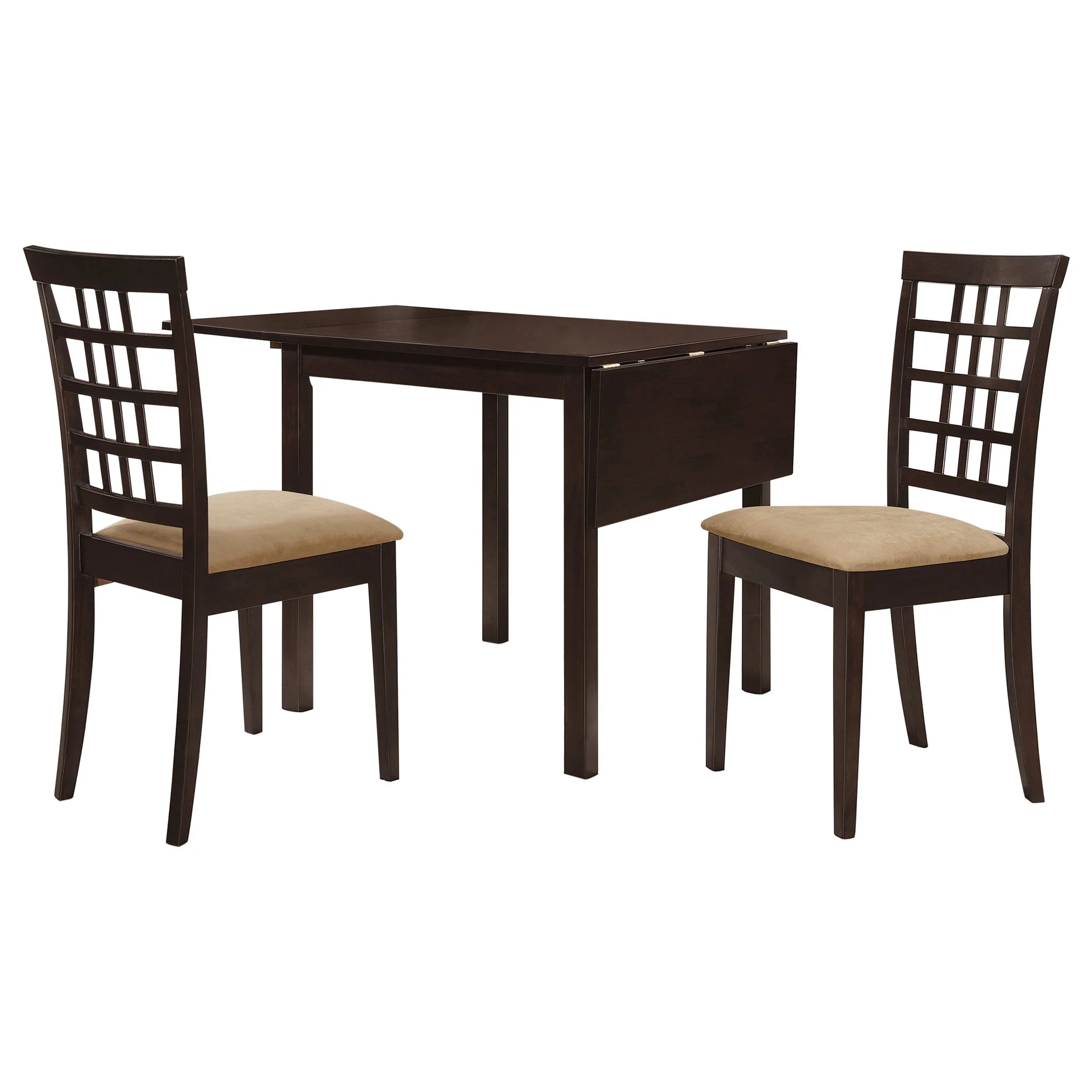 Kelso 3-piece Drop Leaf Dining Table Set Cappuccino and Tan - Image 3