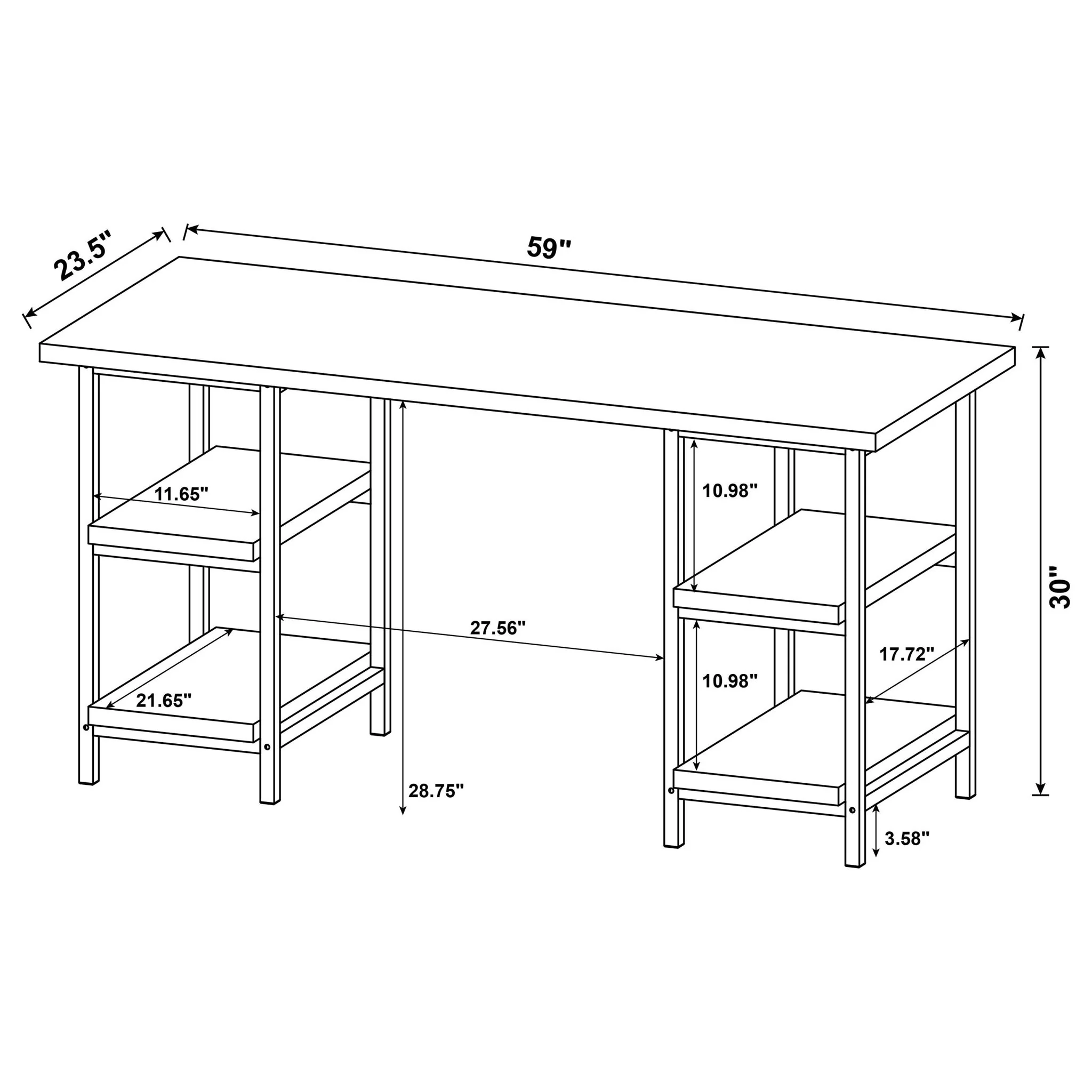 Kemper 59-inch 4-shelf Writing Desk Weathered Brown - Image 4