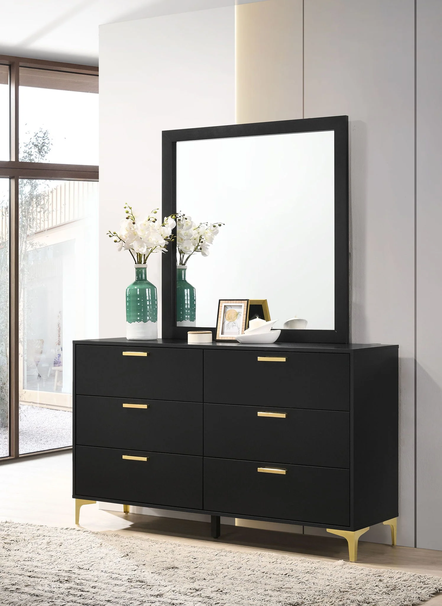 Kendall 6-drawer Dresser with Mirror Black - Image 2