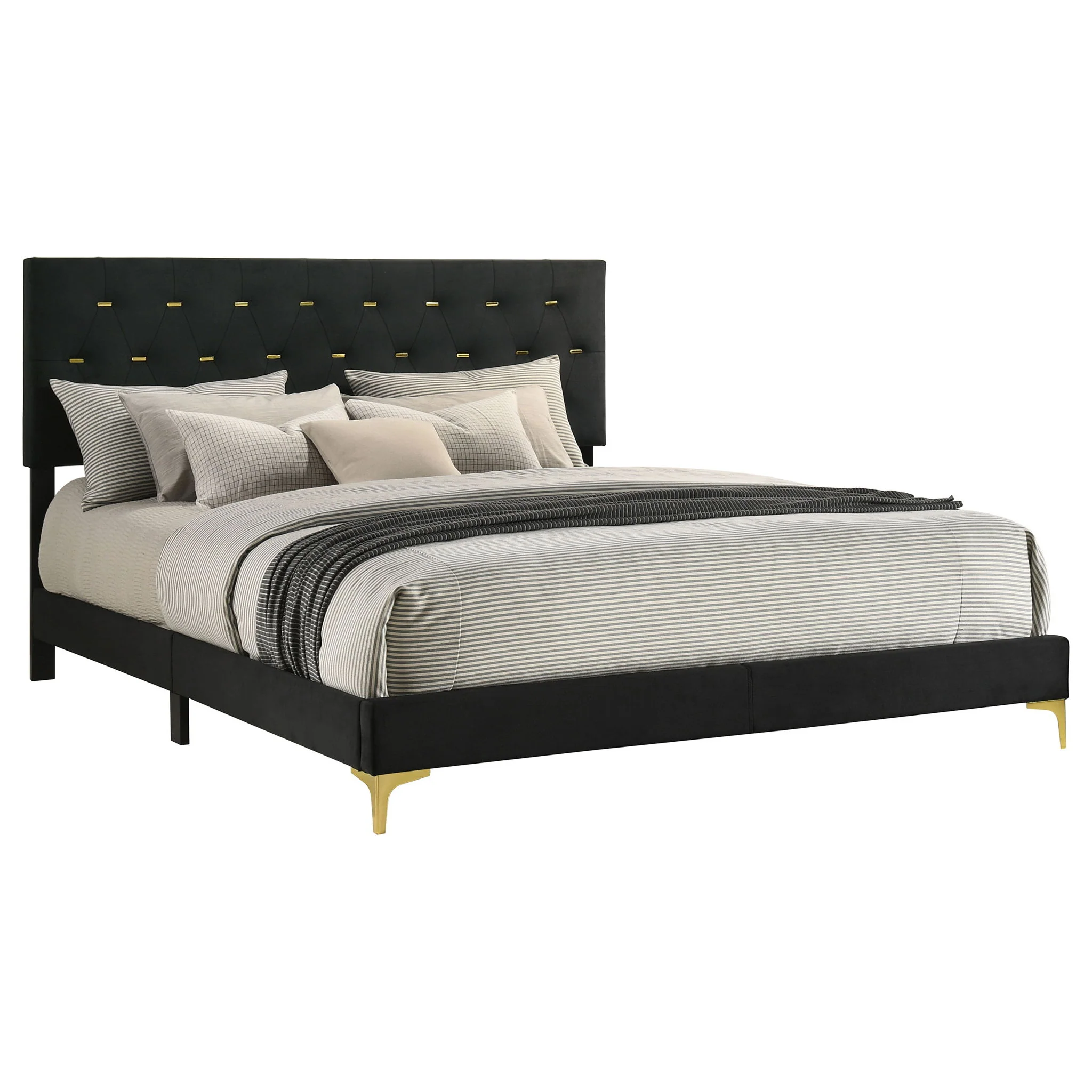Kendall Upholstered California King Panel Bed Black - Image 3