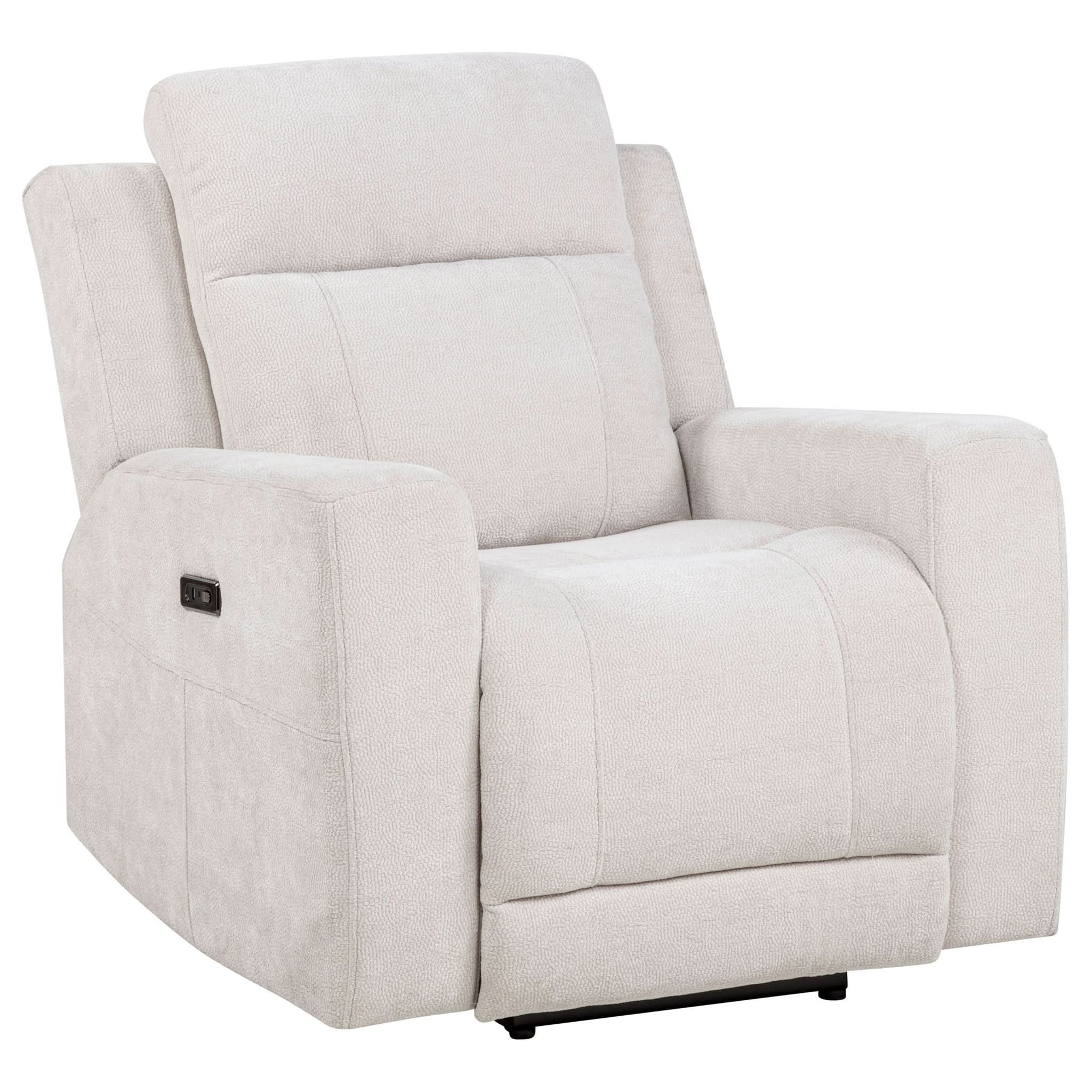 Kennett Chenille Upholstered Power Recliner Chair Ivory - Image 2