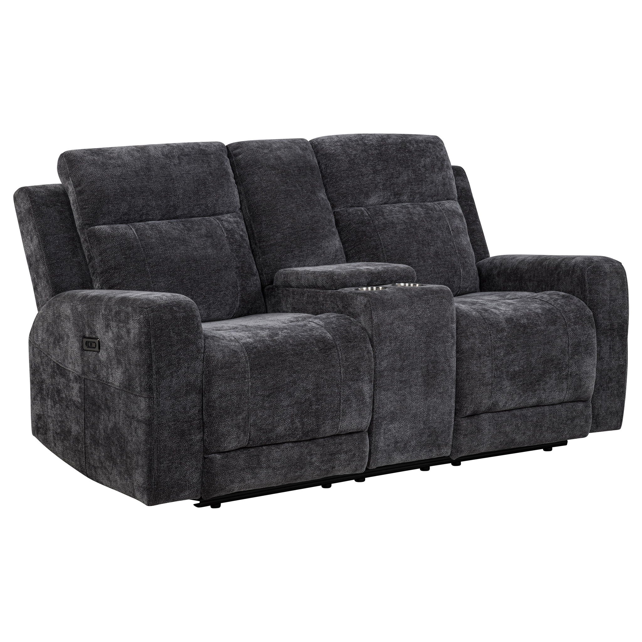 Kennett Chenille Upholstered Power Reclining Loveseat Grey - Image 3