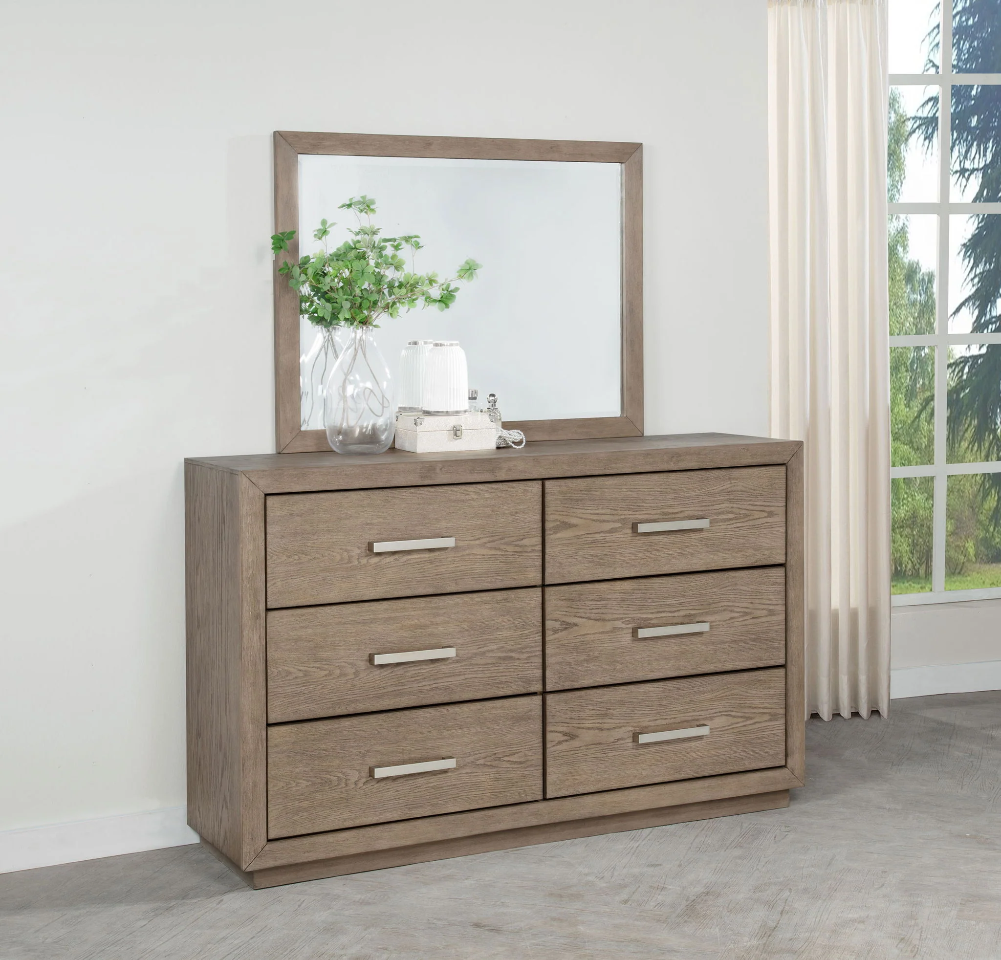Kenora 6-drawer Dresser and Mirror Barley Brown - Image 2