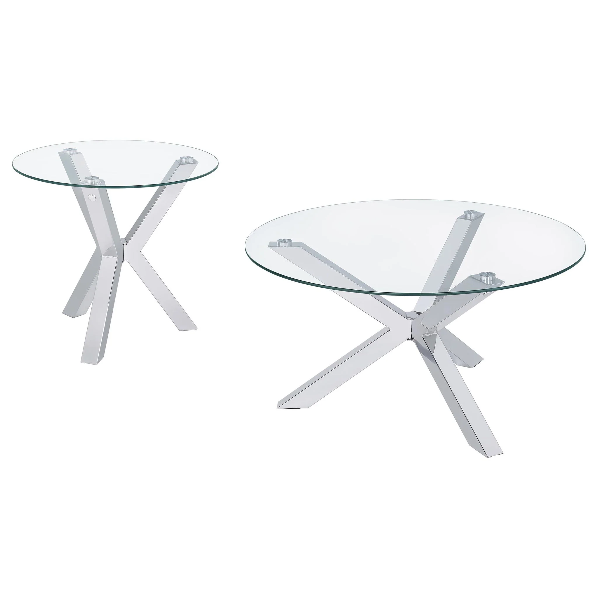 Kenzie 2-piece Round Coffee and End Table Set Chrome - Image 4