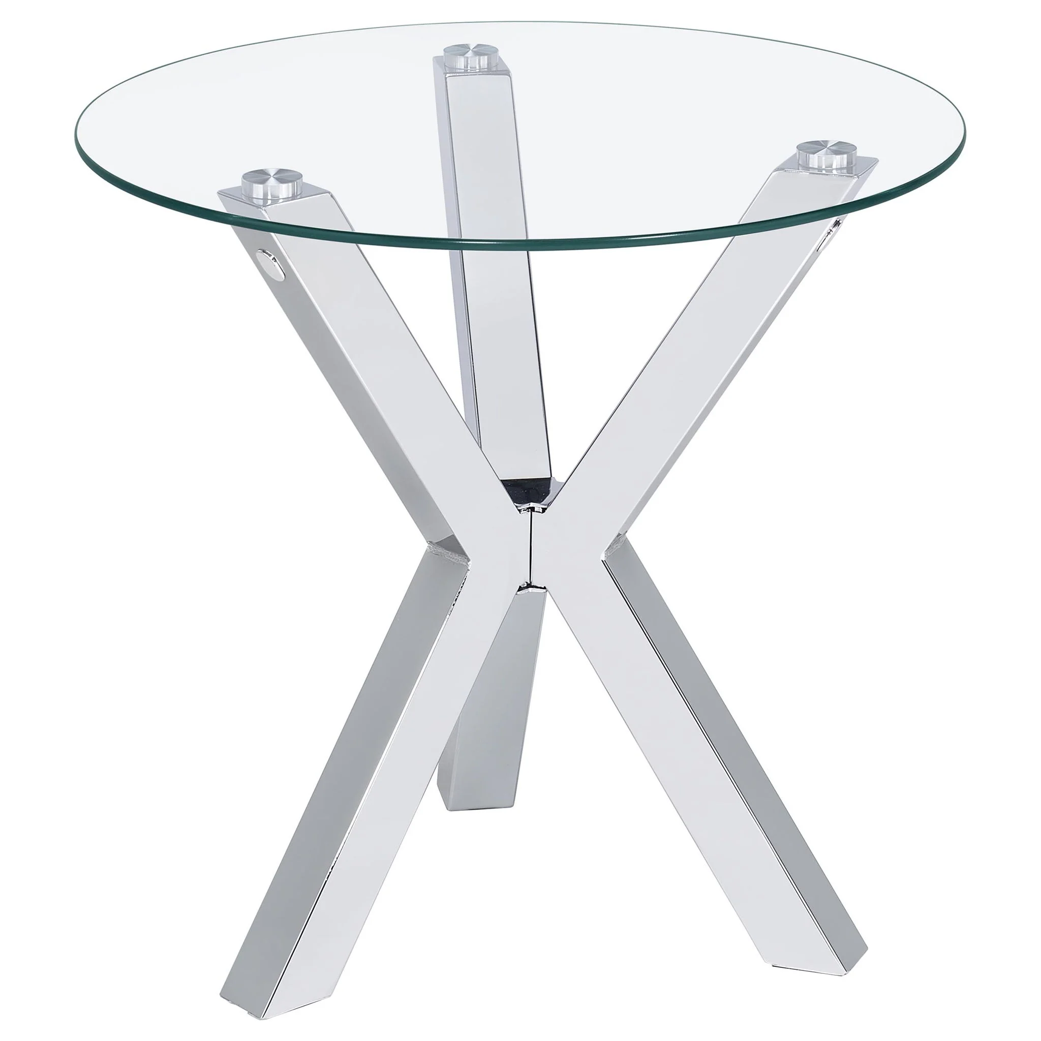 Kenzie 3-piece Round Coffee and End Table Set Chrome - Image 4