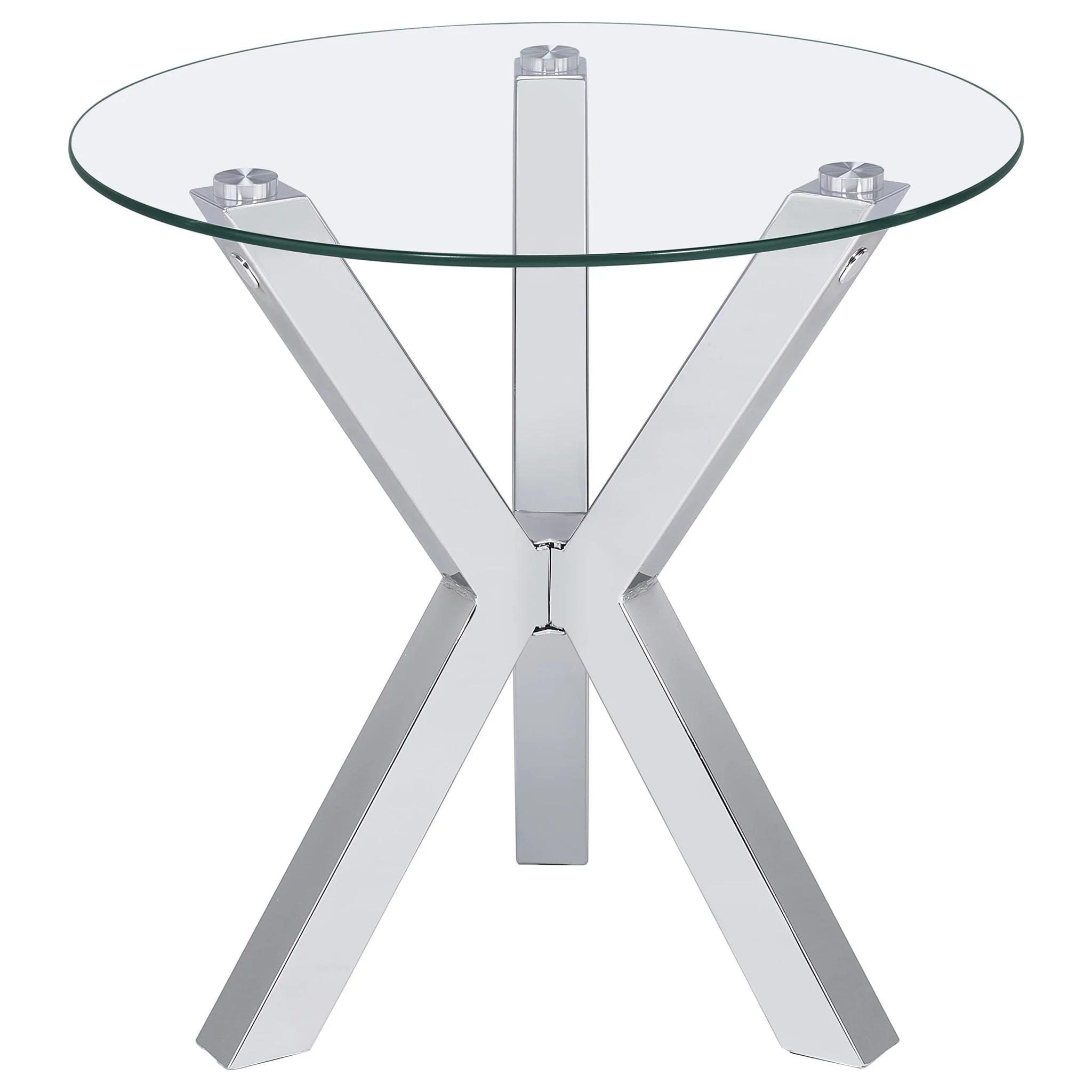 Kenzie Round Tempered Glass Top End Side Table Chrome - Image 2