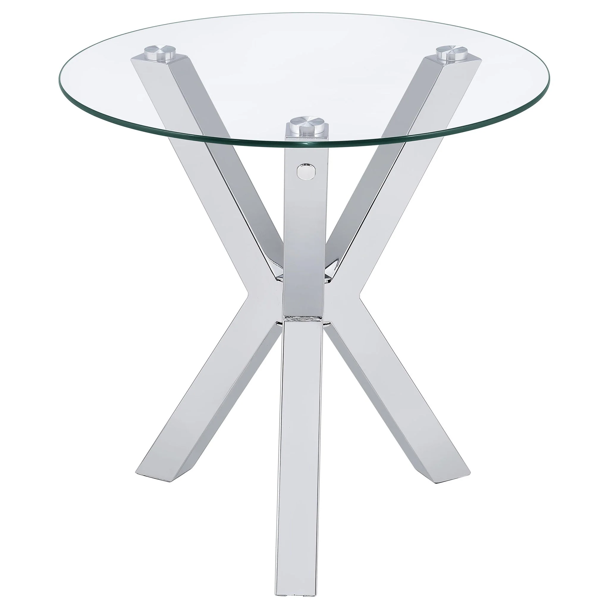 Kenzie Round Tempered Glass Top End Side Table Chrome - Image 4