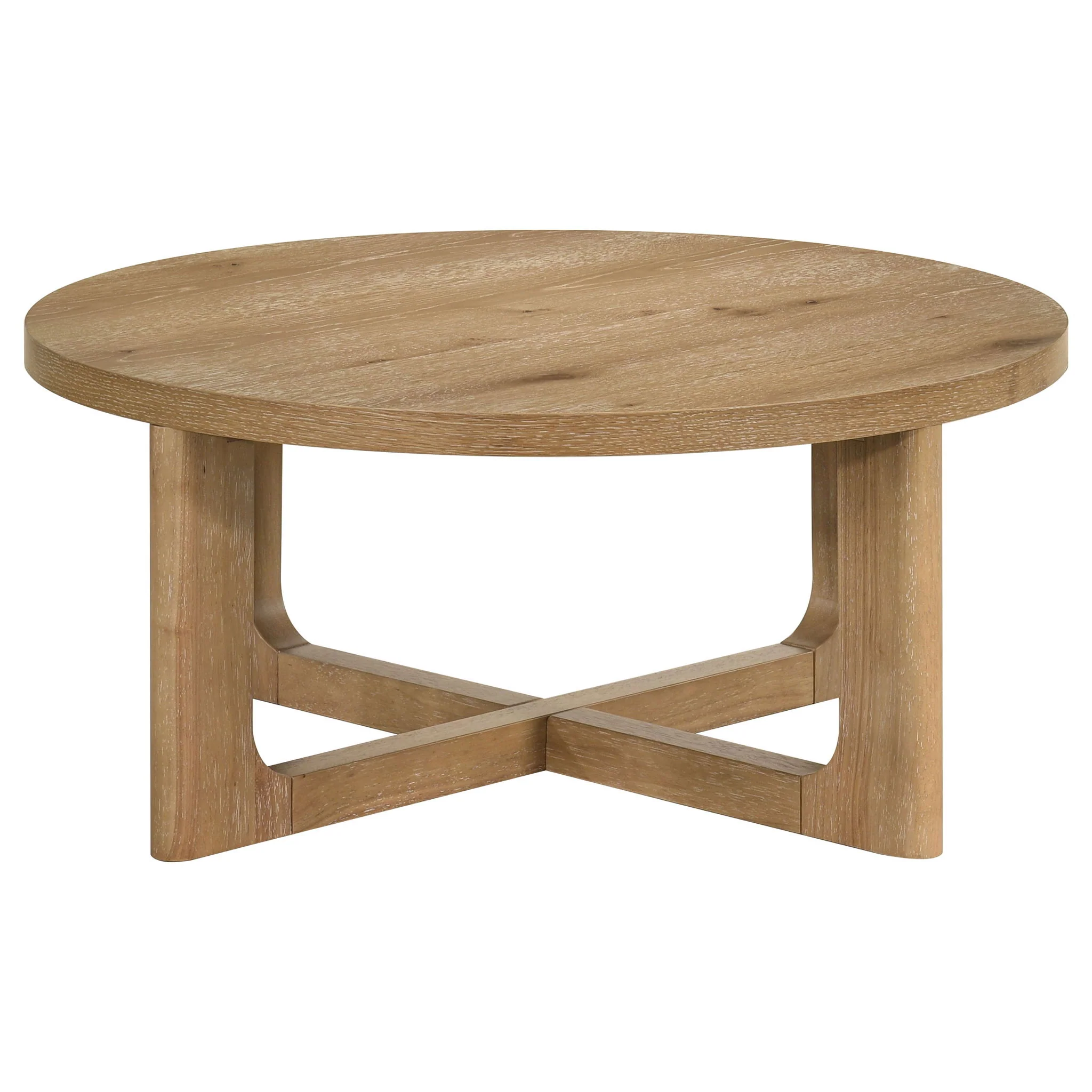 Kessler Round Sculptural Wood Coffee Table Light Oak - Image 2