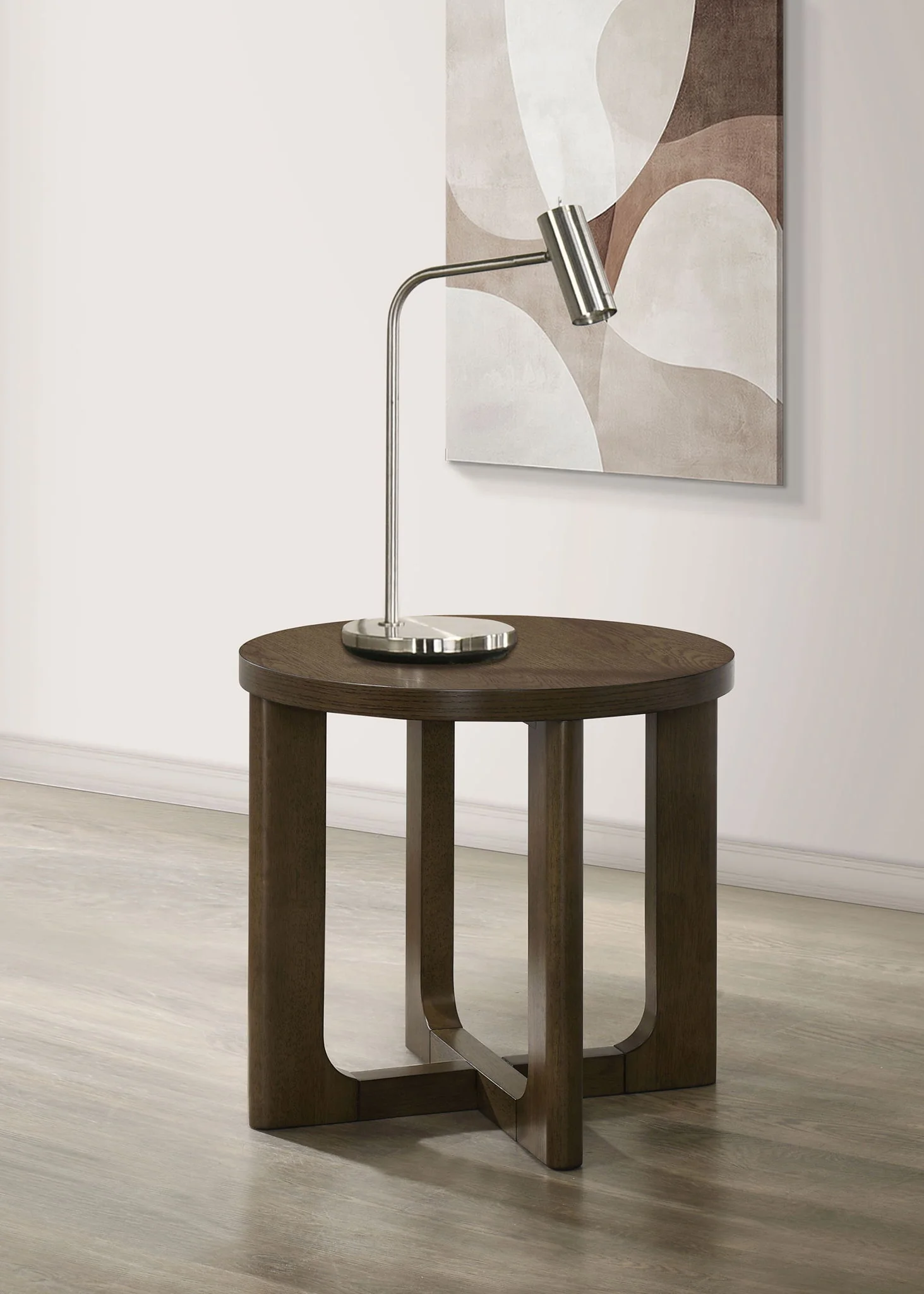 Kessler Round Sculptural Wood End Table Brown - Image 4