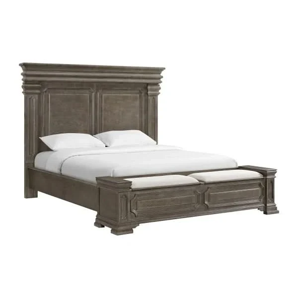 Kings Court Gray Modern Rustic 5PC Bedroom Set with Bed, Dresser & Mirror Available in Queen & King - Image 2