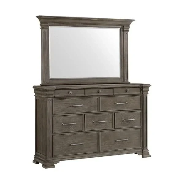 Kings Court Gray Modern Rustic 5PC Bedroom Set with Bed, Dresser & Mirror Available in Queen & King - Image 3