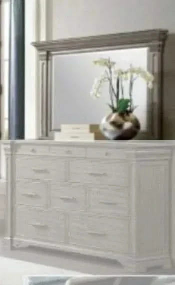 Kings Court Natural Grey Dresser Mirror with Contemporary Framed Design