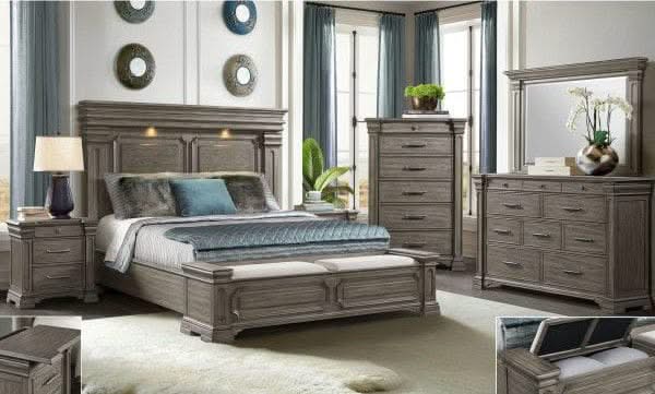 Kings Court Natural Grey Queen Bed with LED Headboard and Modern Design - Image 2