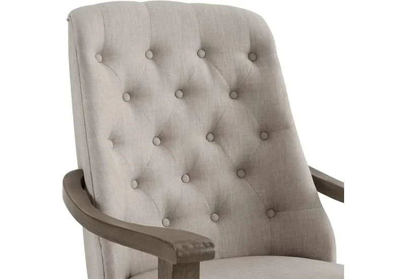 Kings Court Traditional Dining Arm Chair with Upholstered Seat and Carved Wood Frame - Image 2