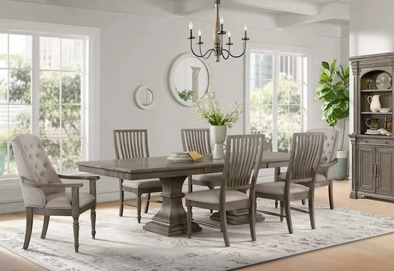 Kings Court Traditional Dining Arm Chair with Upholstered Seat and Carved Wood Frame - Image 4