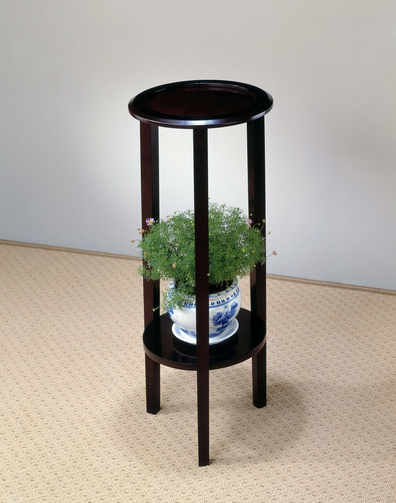 Kirk 1-shelf Round Wood Plant Stand Espresso - Image 3