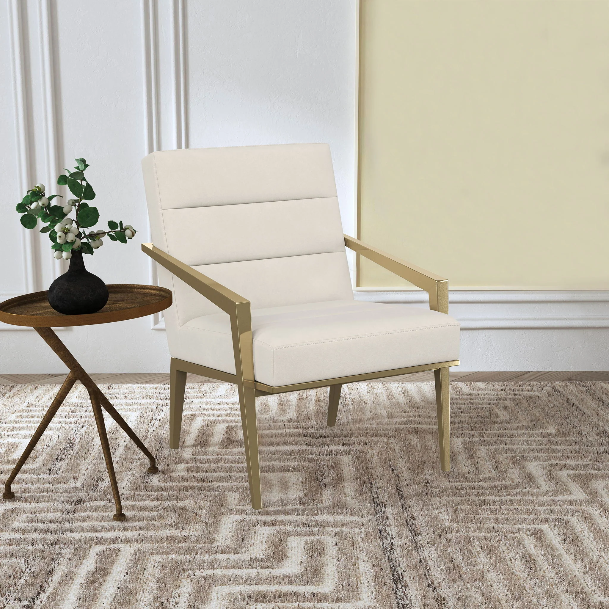 Kirra Upholstered Metal Arm Accent Chair Cream - Image 3