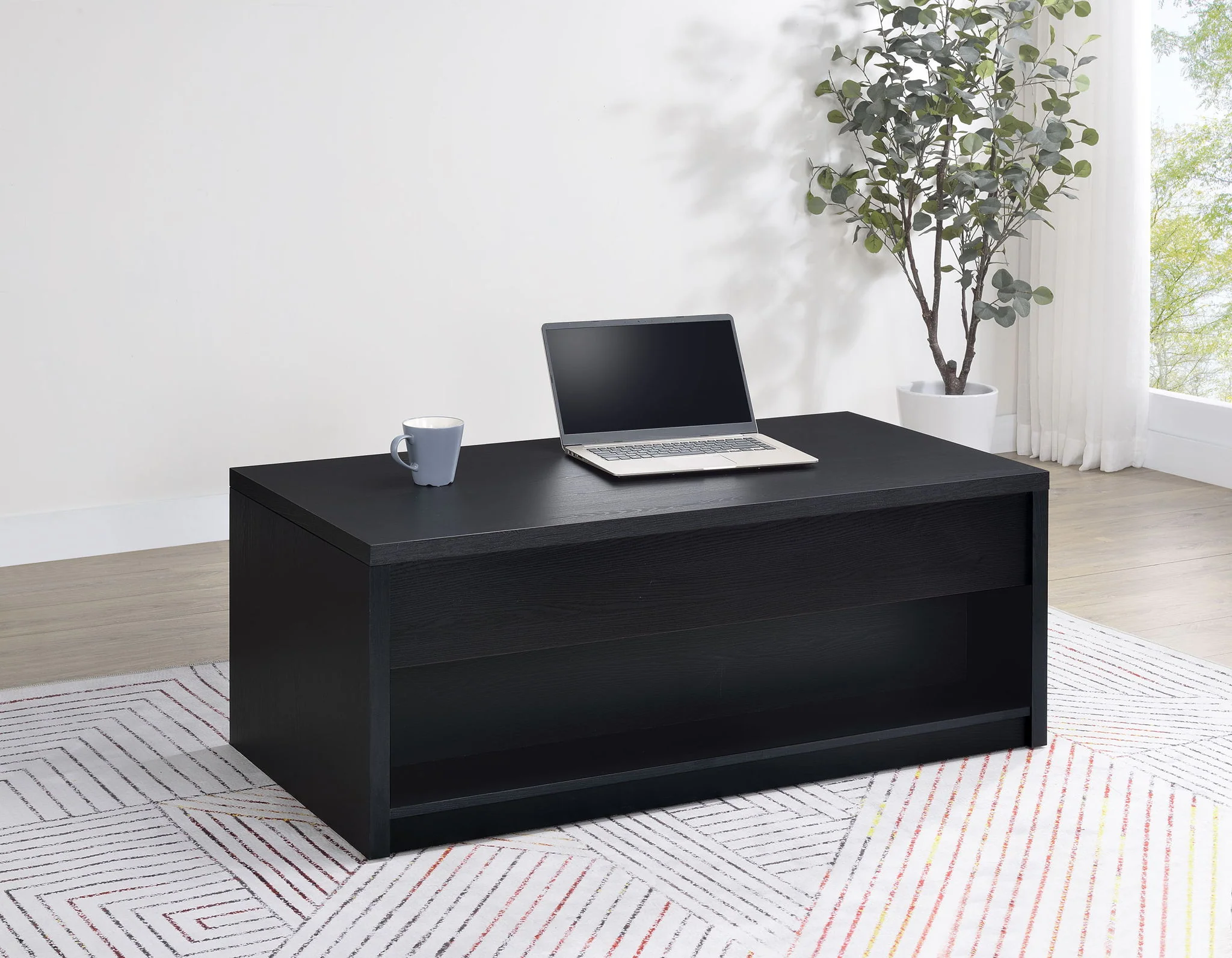 Knapp Lift Top Cocktail Coffee Table with Dual Drawers Black - Image 4