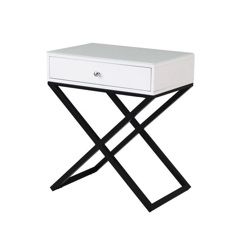 Koda - End Side Table Nightstand, Drawer And Cross Base - Image 3
