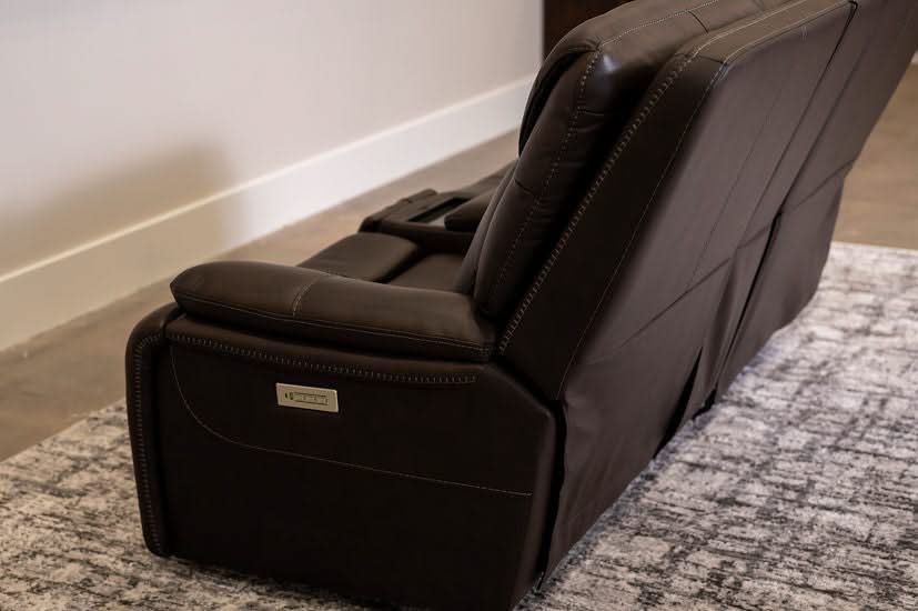 Moto Motion Kona Earth Brown Leather Power Reclining Loveseat with Console Immersive Sound Zero Gravity Triple Power and Hi Def Speakers - Image 5