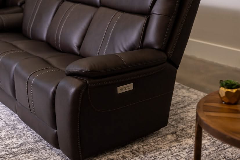 Moto Motion Kona Earth Brown Leather Power Reclining Sofa with Immersive Sound Zero Gravity Triple Power Heated Seats and Massage - Image 10